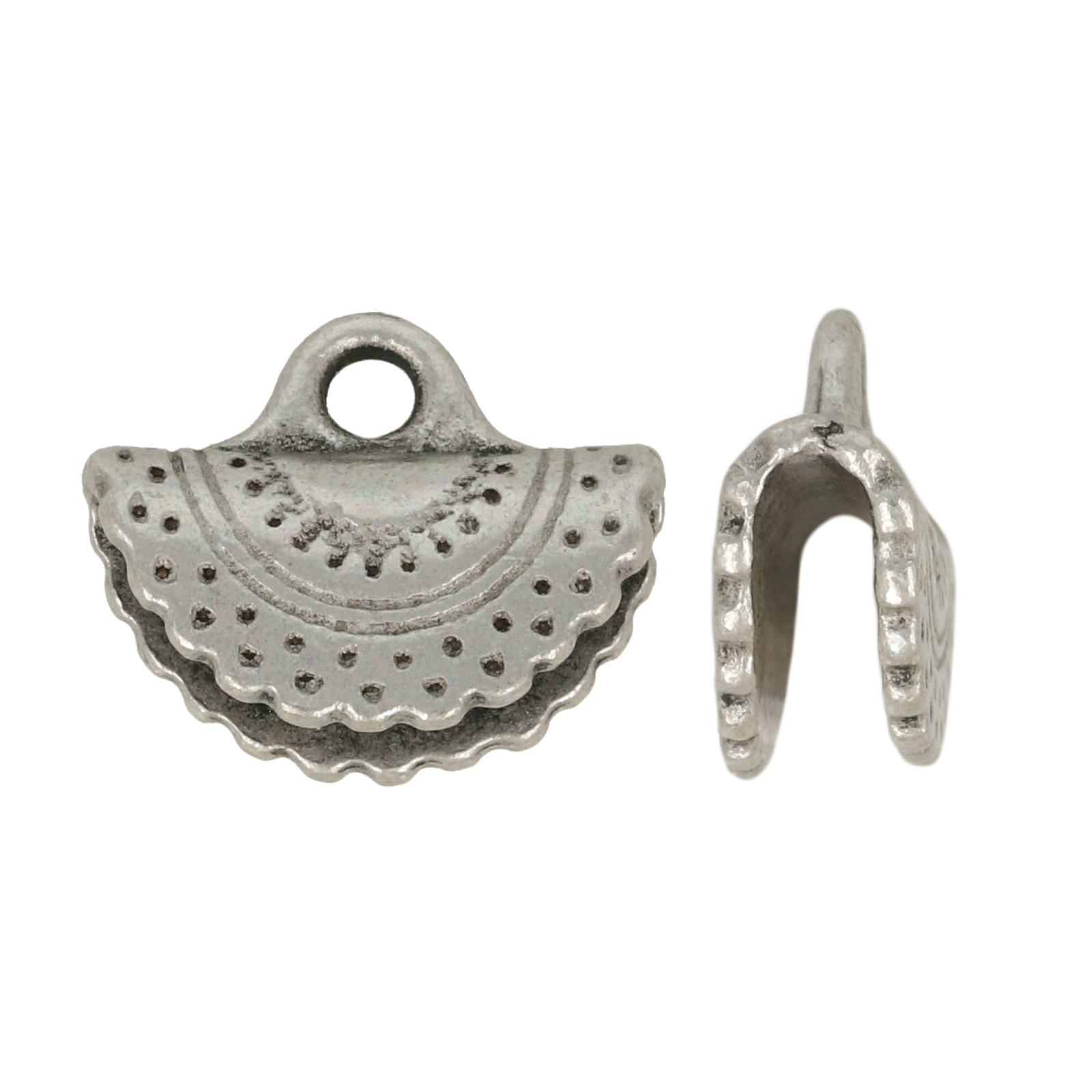 antique silver plated palace crimp end 15x8mm (width 15x3mm) | 1pc