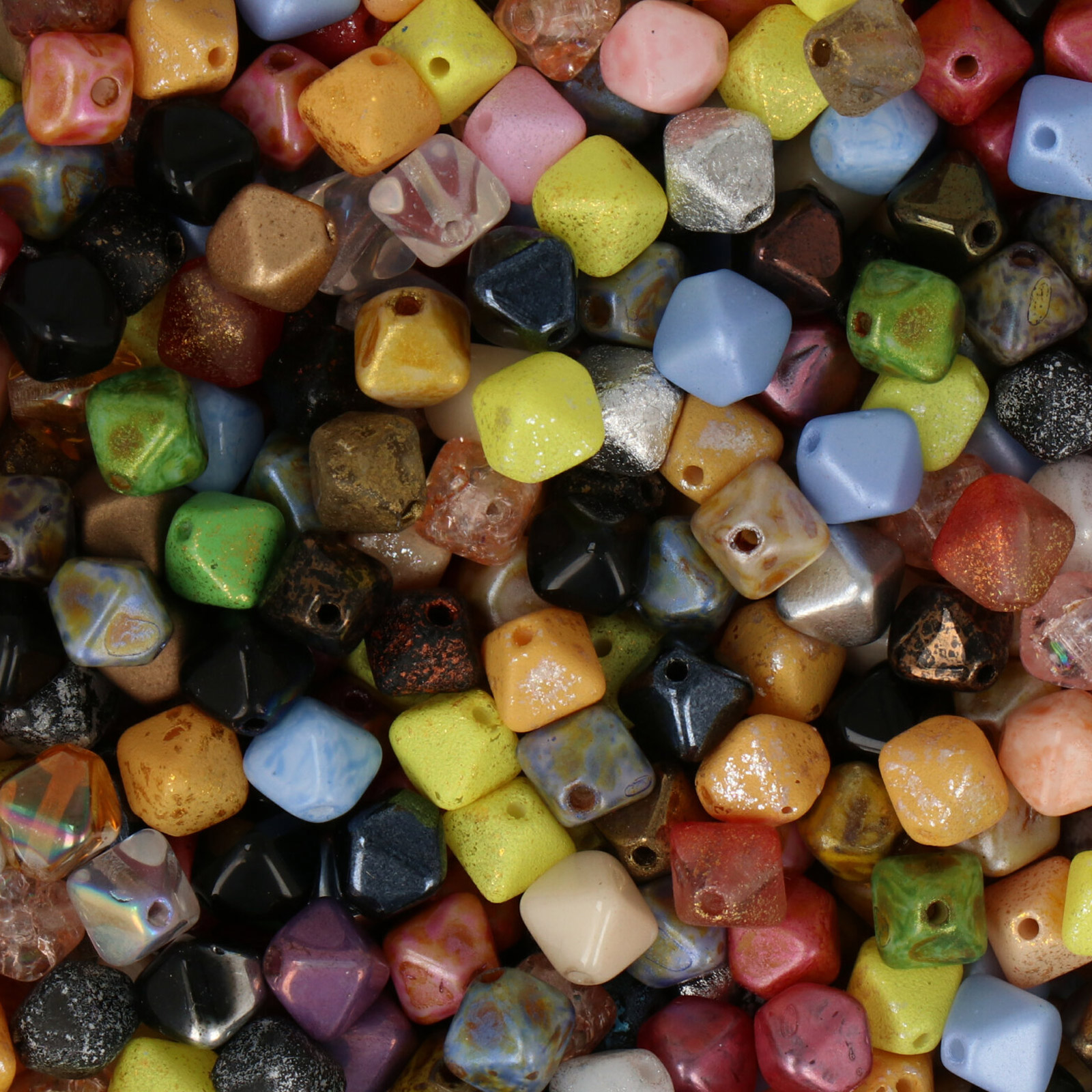 pressed czech glass beads - mix color bicone 6mm | 30pc