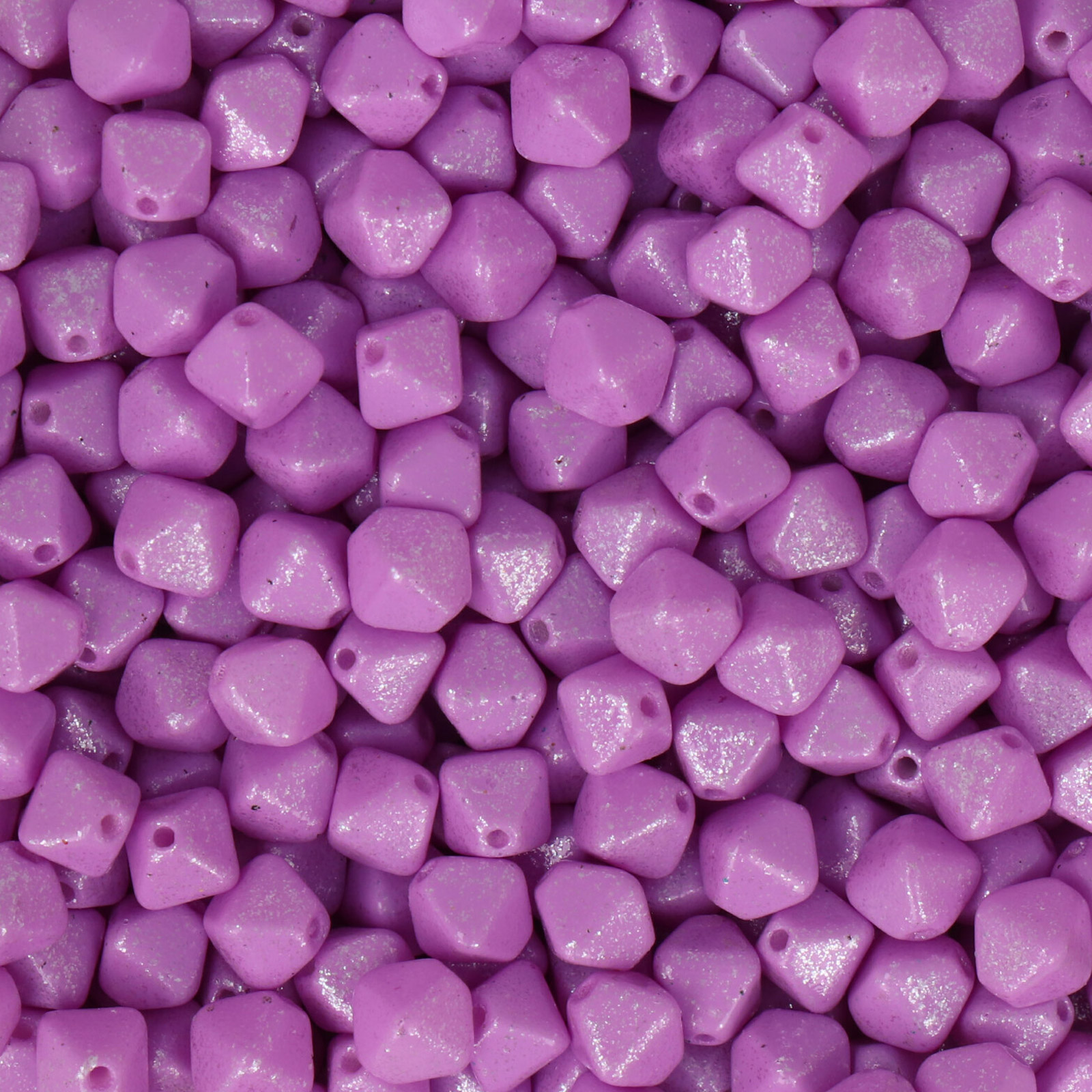 pressed czech glass beads - lilac silver splash bicone 6mm | 30pc