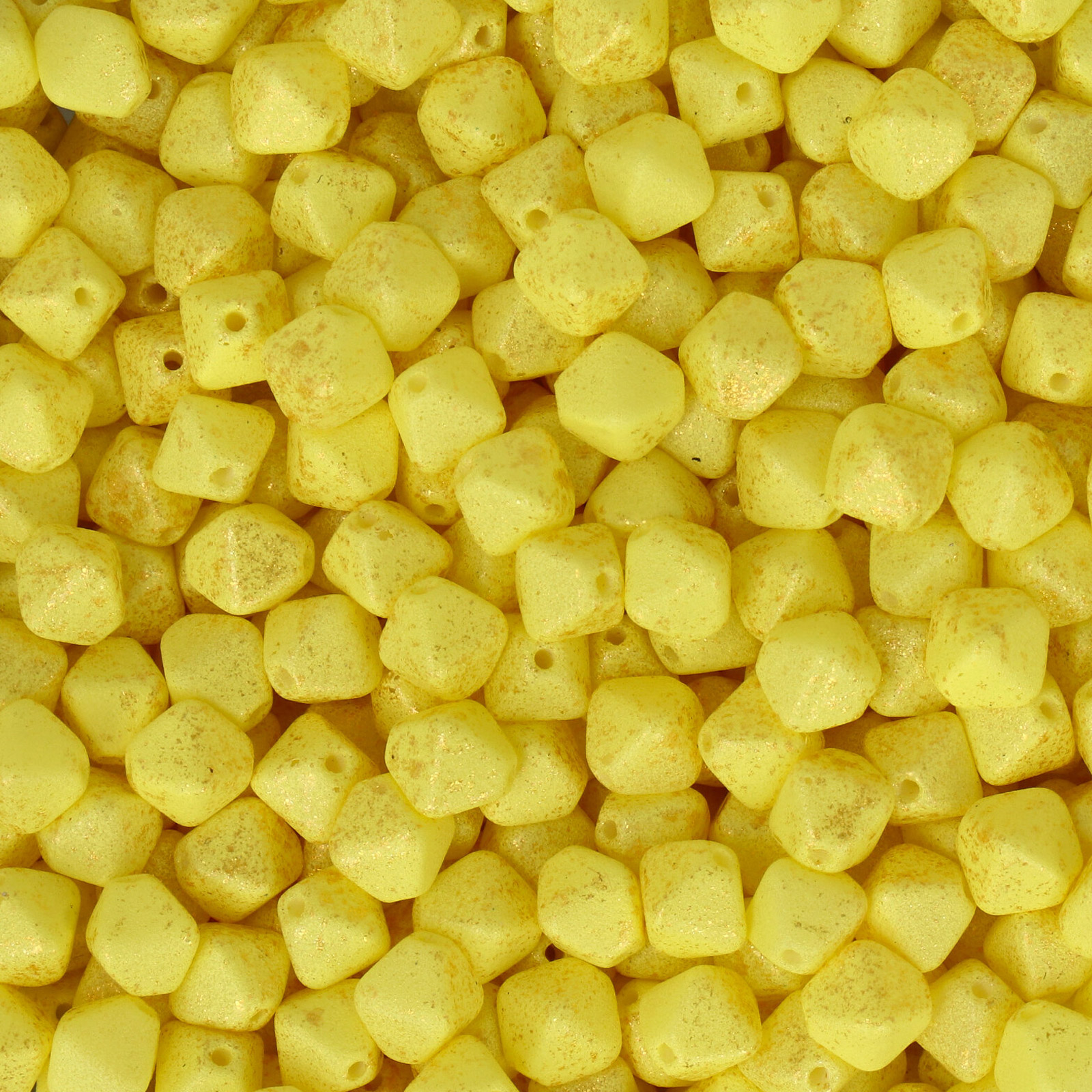 pressed czech glass beads - pale yellow gold splash bicone 6mm | 30pc