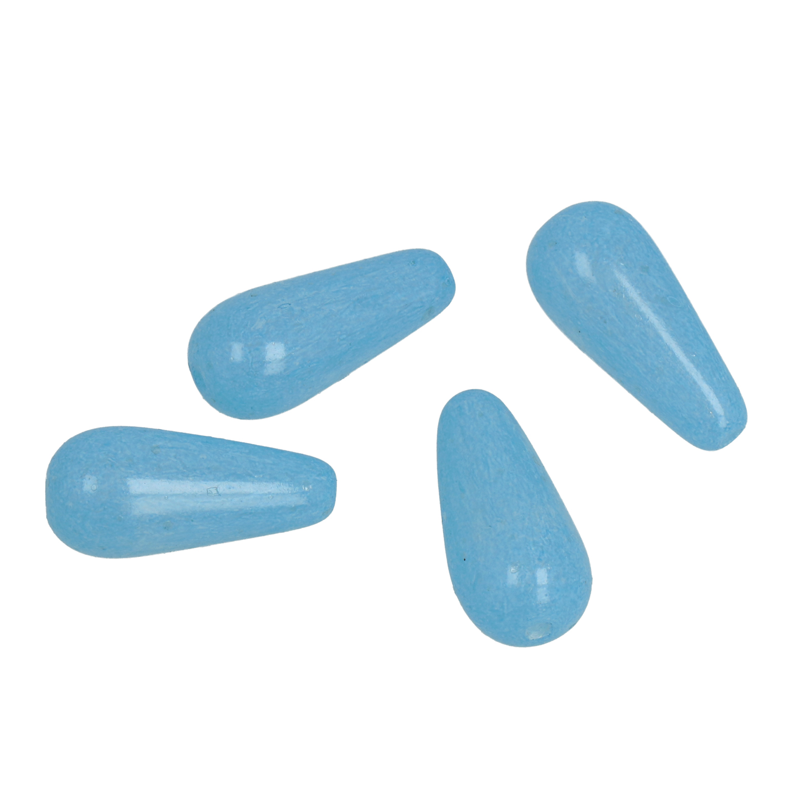 pressed czech glass beads - milky sky blue briolette 20x9mm | 4pc