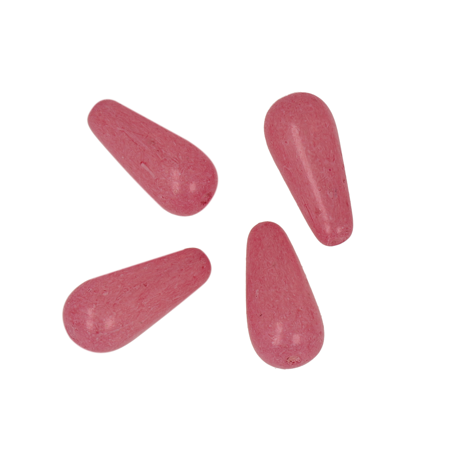 pressed czech glass beads - milky pink briolette 20x9mm | 4pc