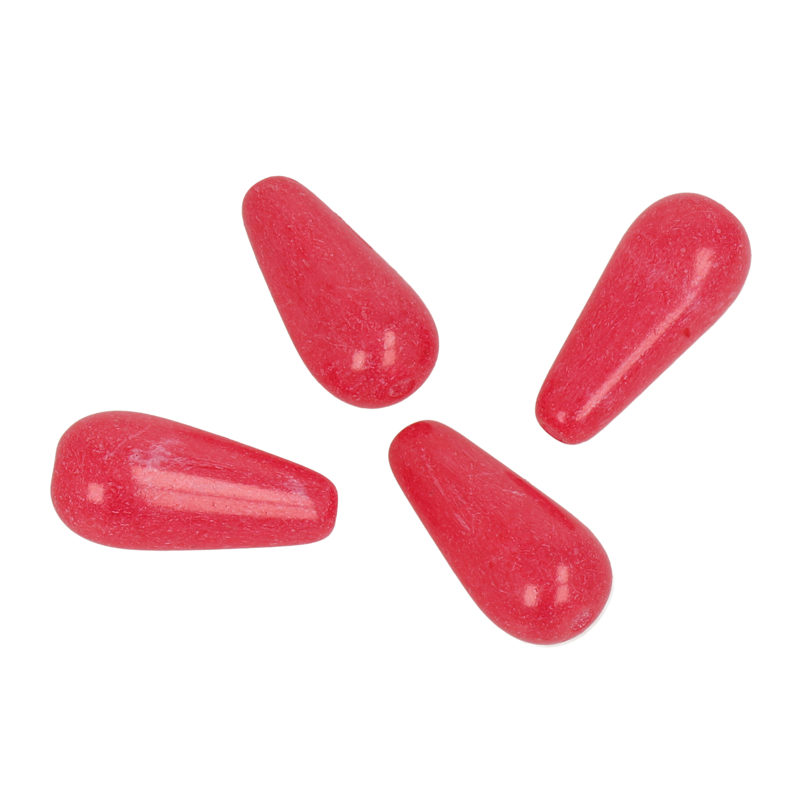 pressed czech glass beads - milky red briolette 20x9mm | 4pc