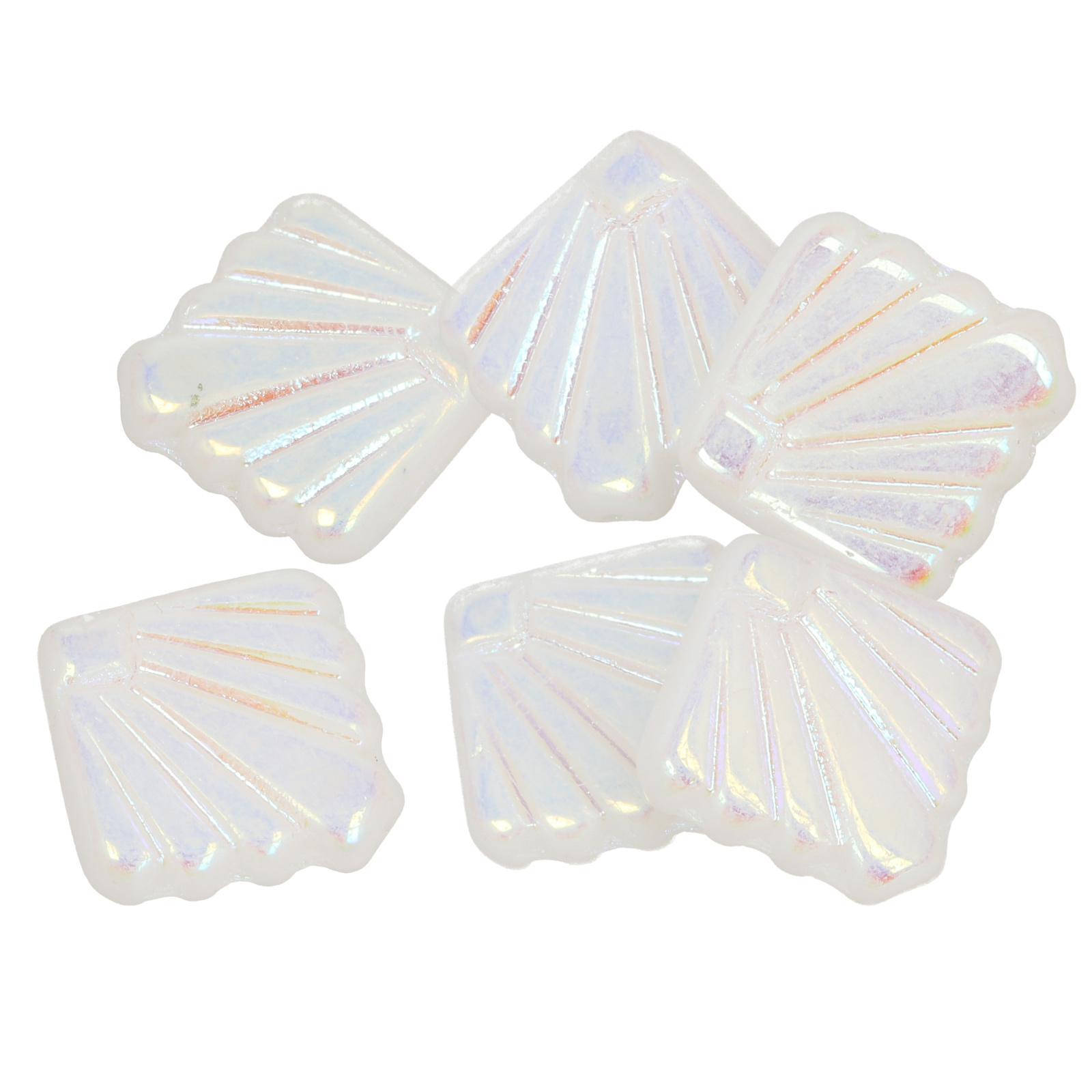 böhmische glas perlen - opaque white ab lüfter 17mm | 6st