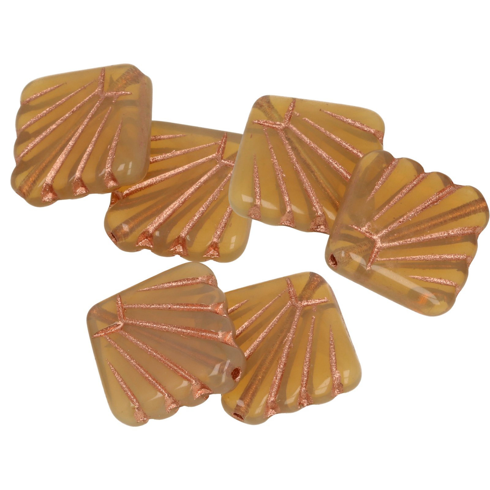 böhmische glas perlen - milky beige lüfter 17mm | 6st