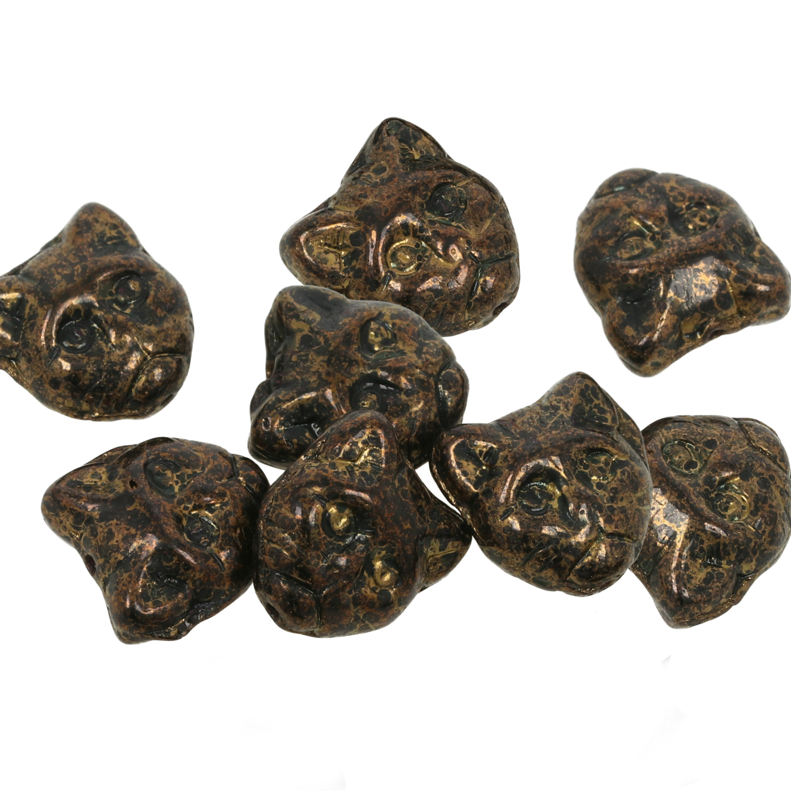 böhmische glas perlen - picasso opaque black katz 13mm | 10st