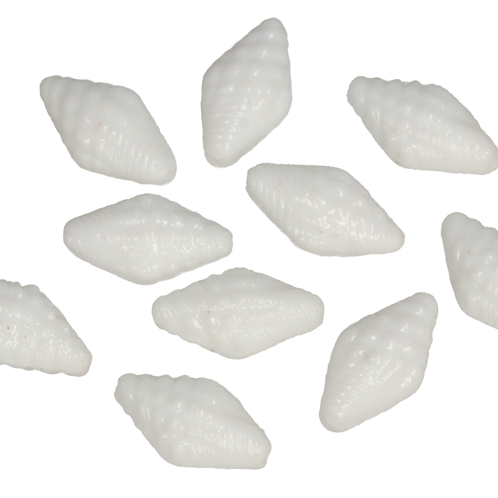 pressed czech glass beads - opaque white shell 16x8mm | 10pc