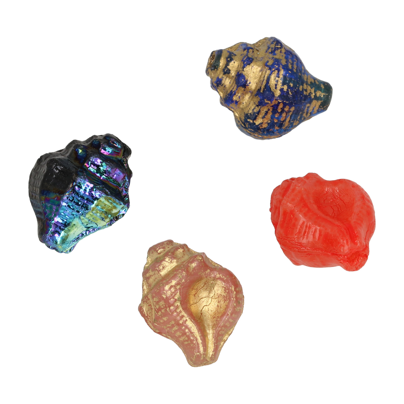 pressed czech glass beads - mix color shell 15x12mm | 4pc