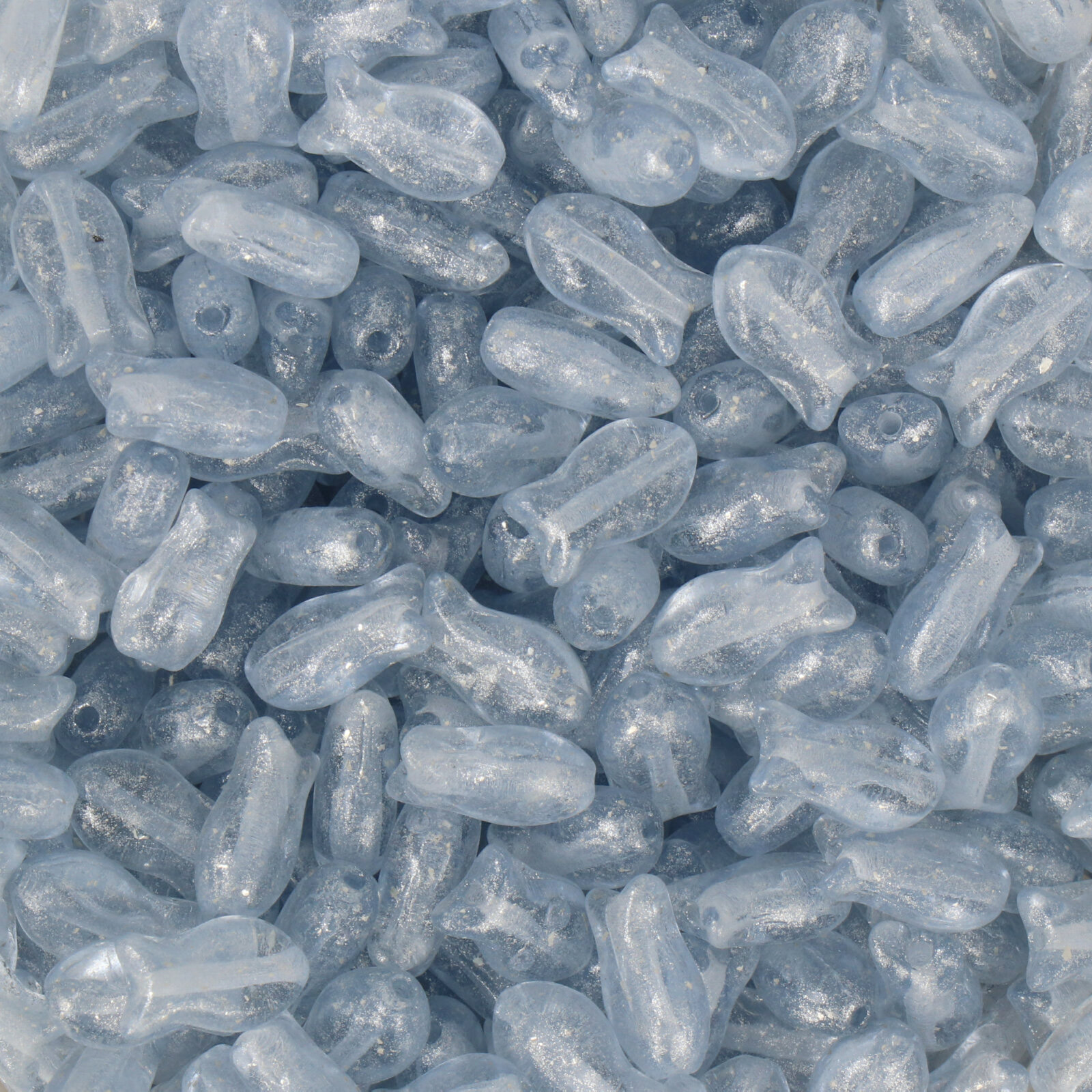 pressed czech glass beads - picasso silver crystal fish 10x6mm | 20pc