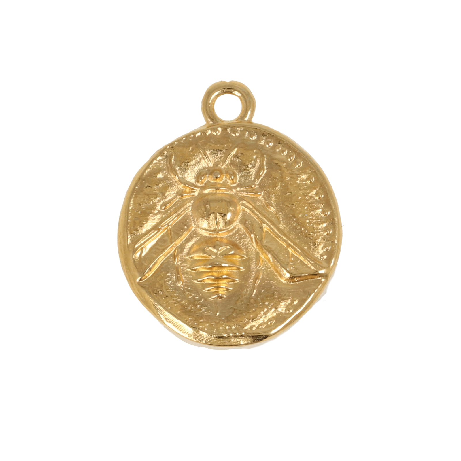 gold plated coin charm 17mm | 1pc