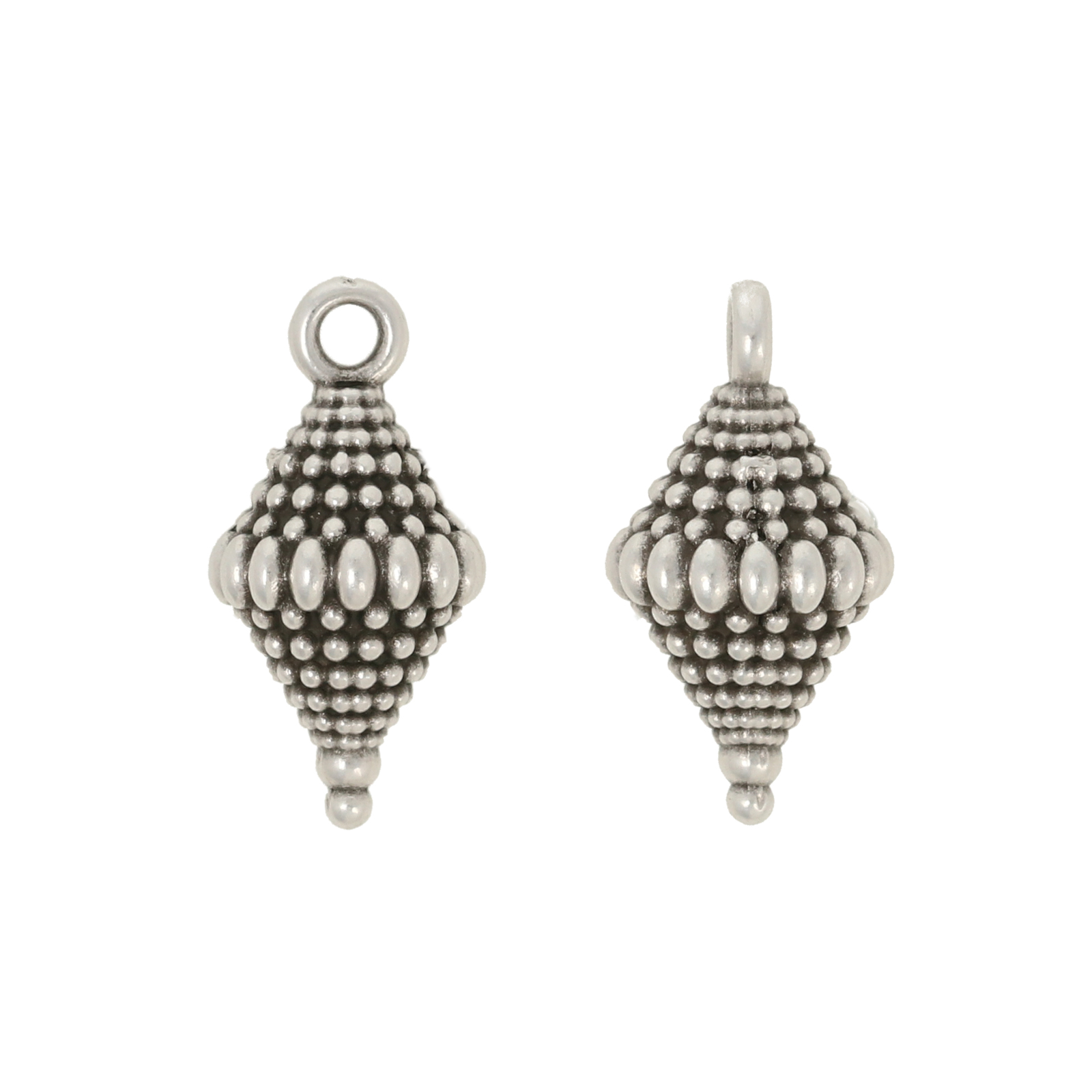 antique silver plated bicone charm 16x9mm | 2pc