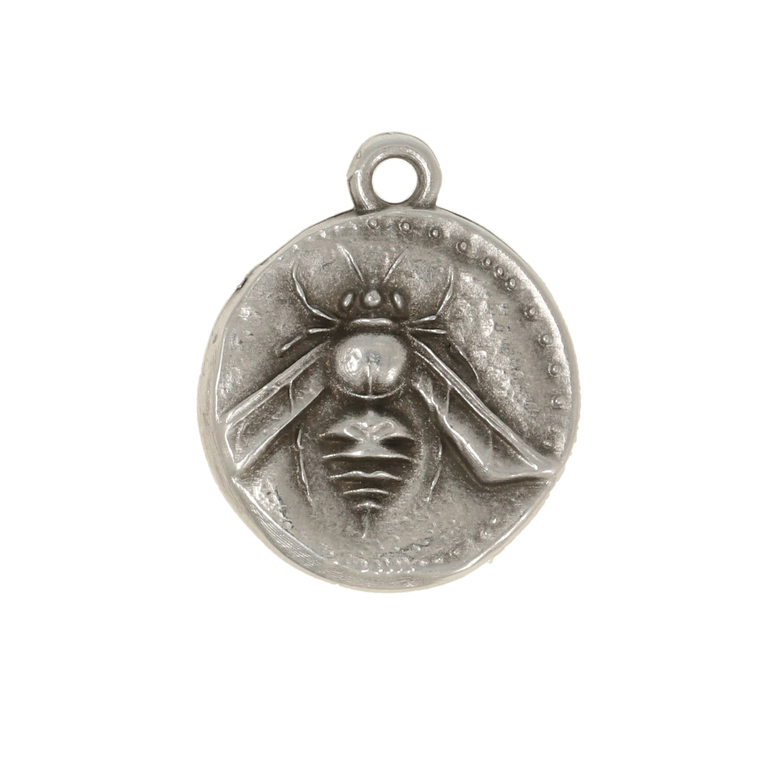 antique silver plated coin charm 17mm | 1pc