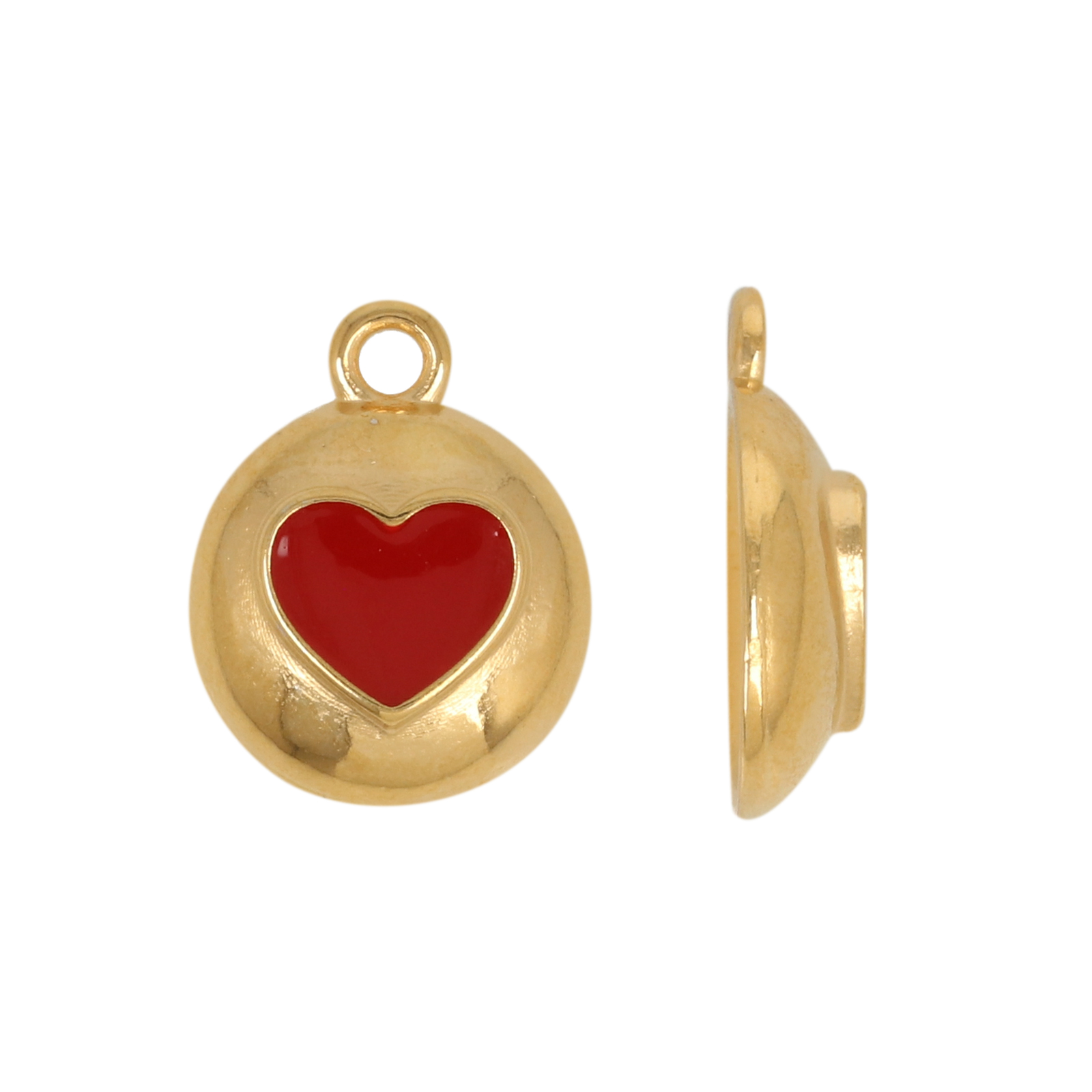 gold plated enameled heart tag charm 12mm | 1pc