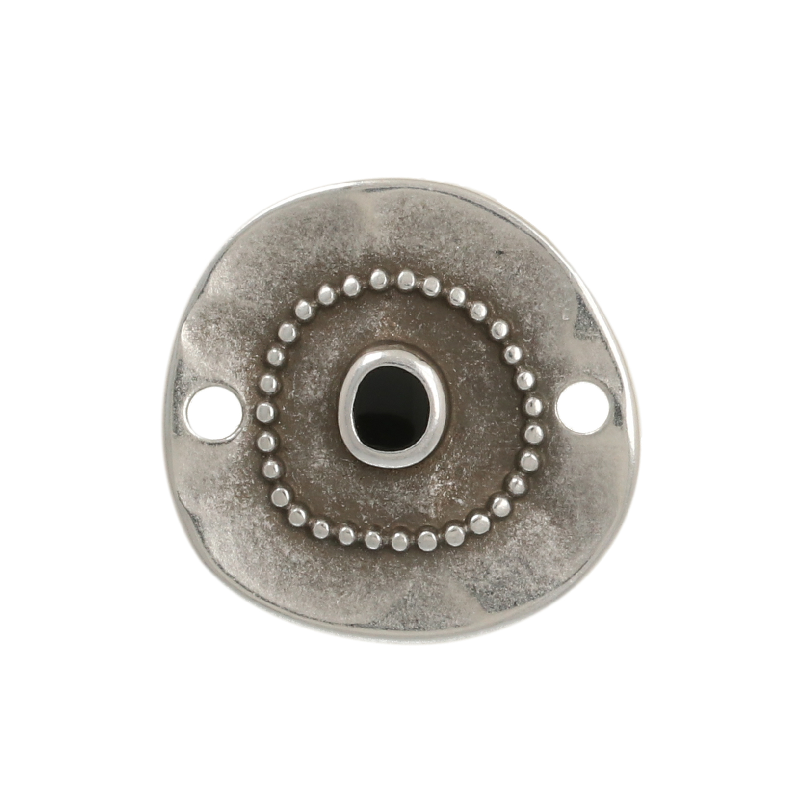 antique silver plated hammered coin link 17mm | 1pc