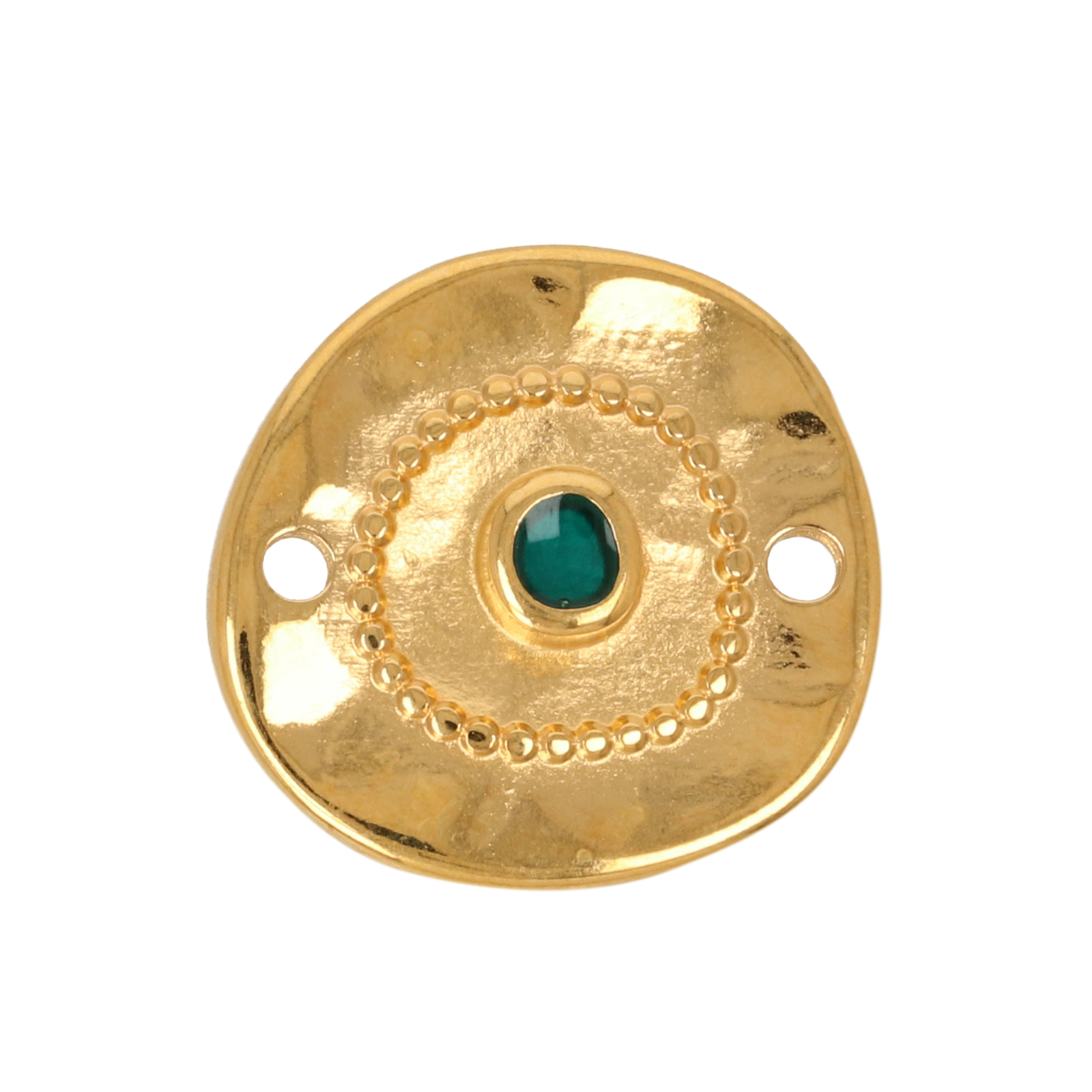 gold plated hammered coin link 17mm | 1pc