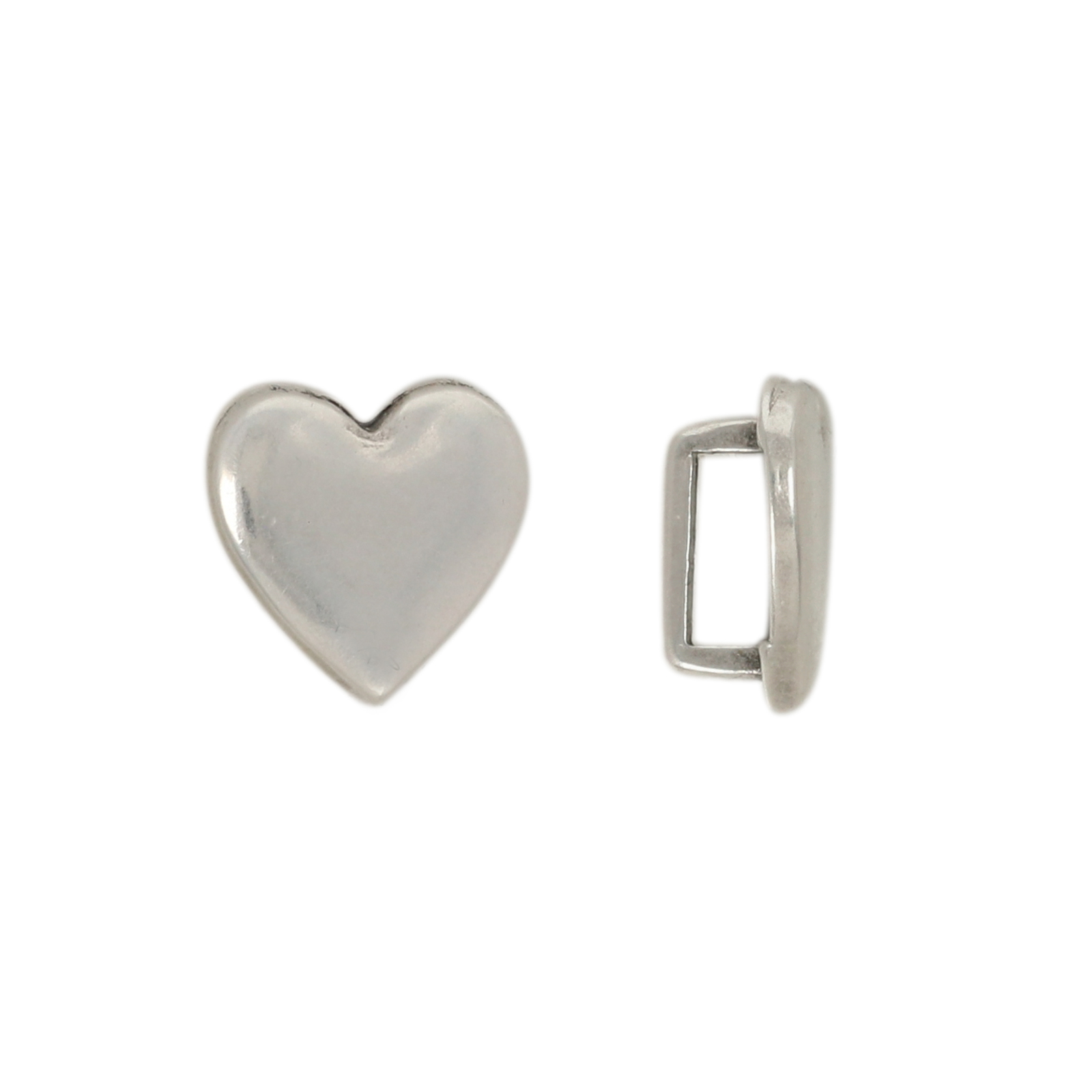 antique silver plated bead heart 9mm | 2pc