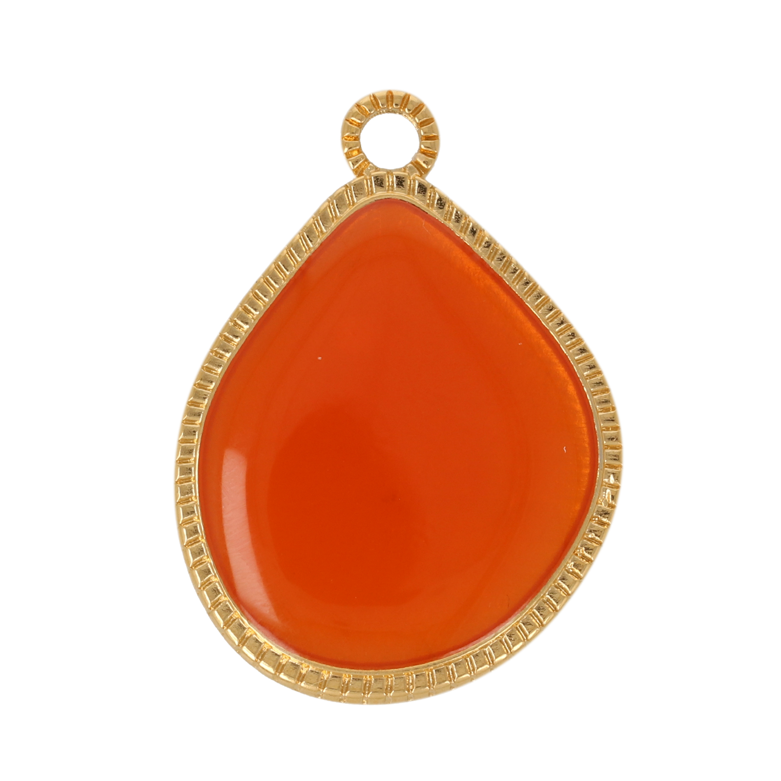 gold plated emerald orange drop pendant 28x24mm | 1pc