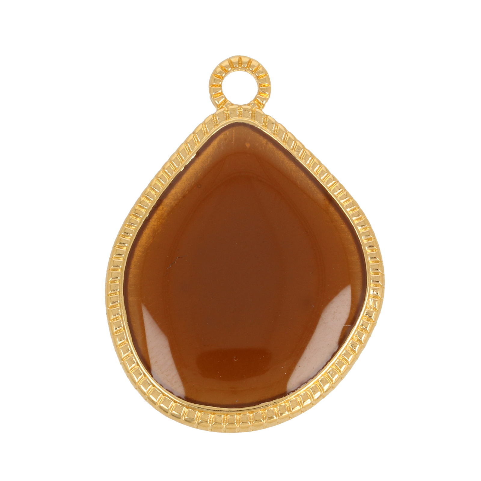 gold plated brown orange drop pendant 28x24mm | 1pc
