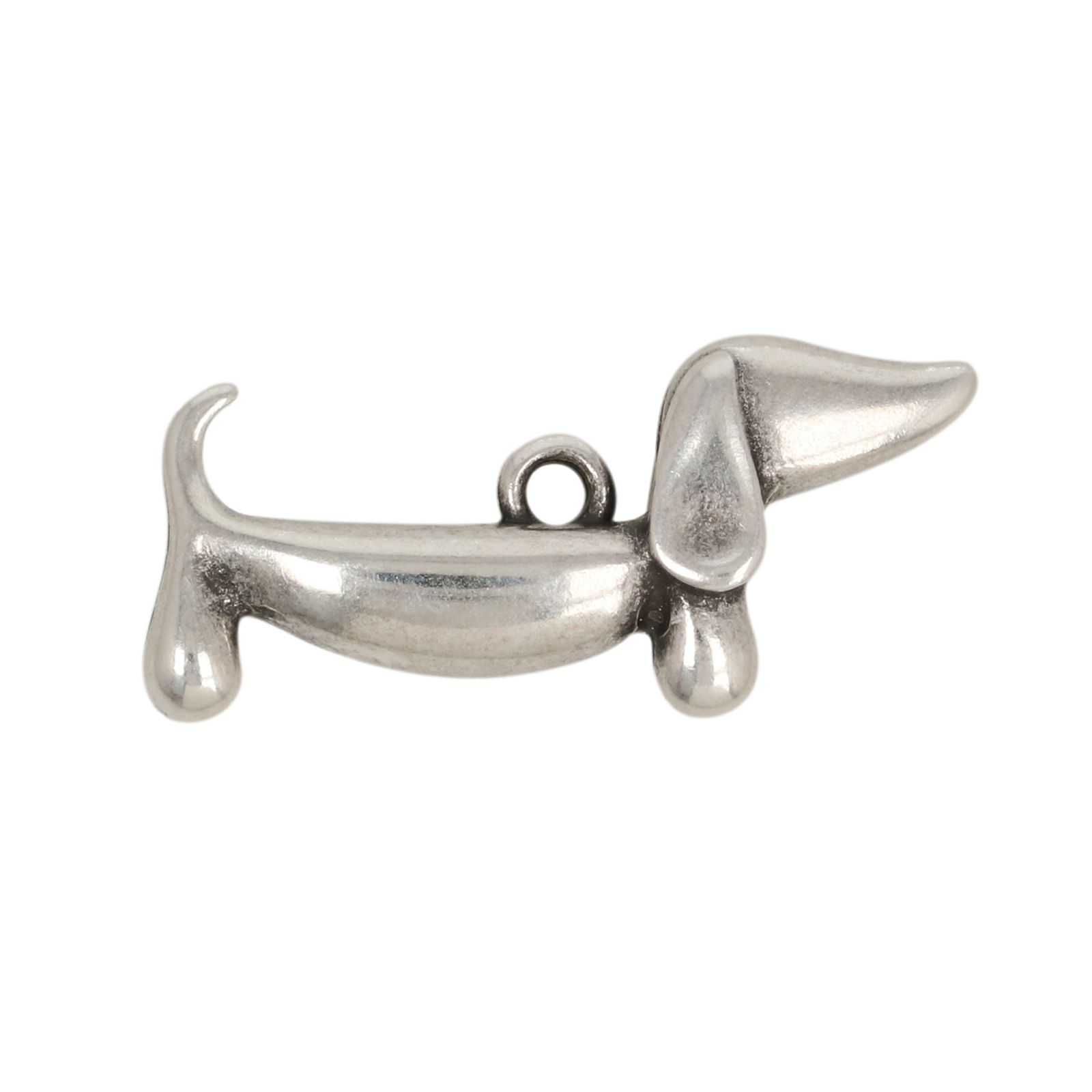 antique silver plated dog pendant 28x12mm | 1pc