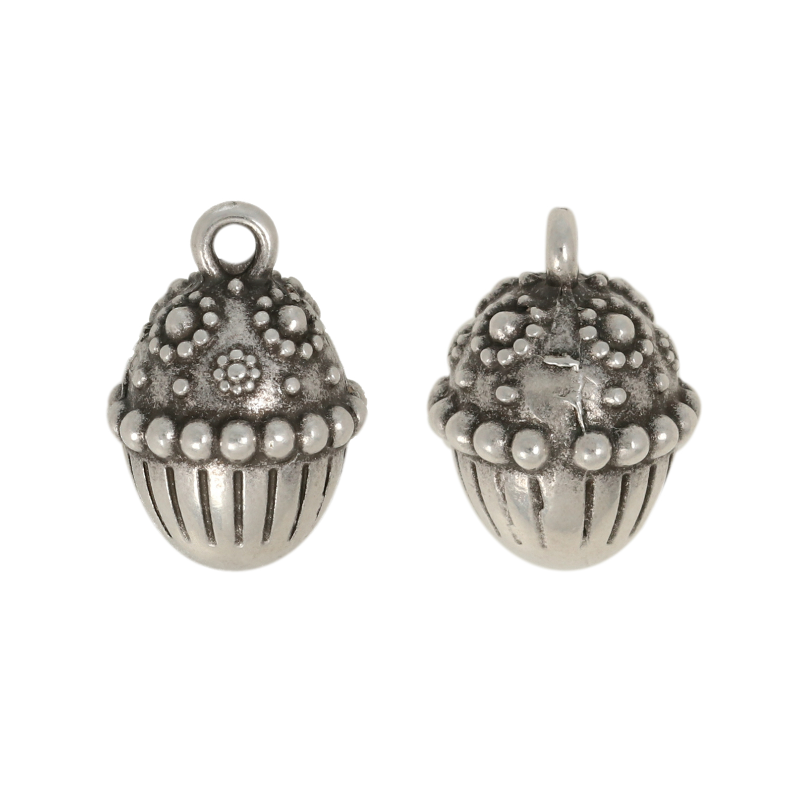 antique silver plated acorn pendant 13mm | 2pc