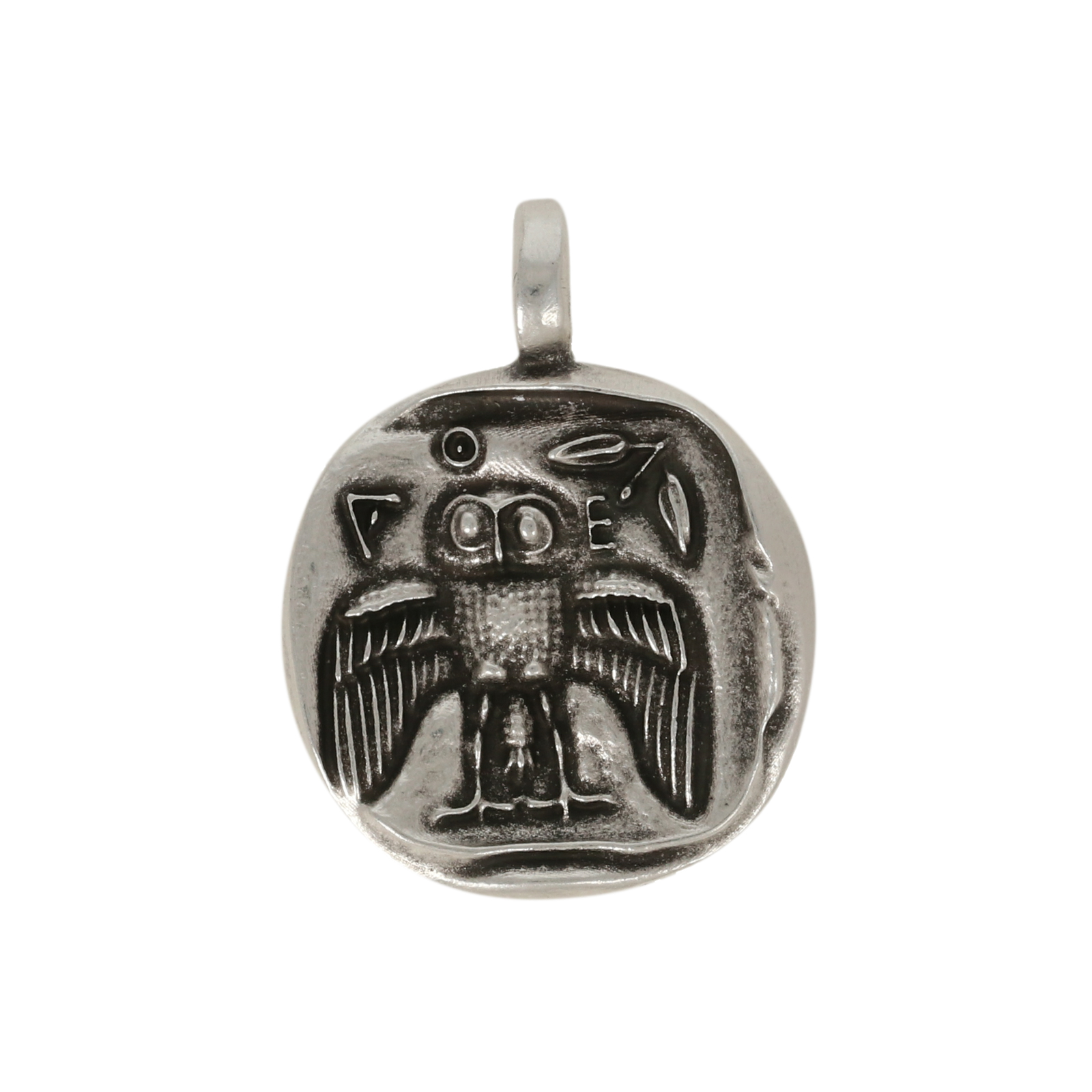 antique silver plated coin pendant 21mm | 1pc
