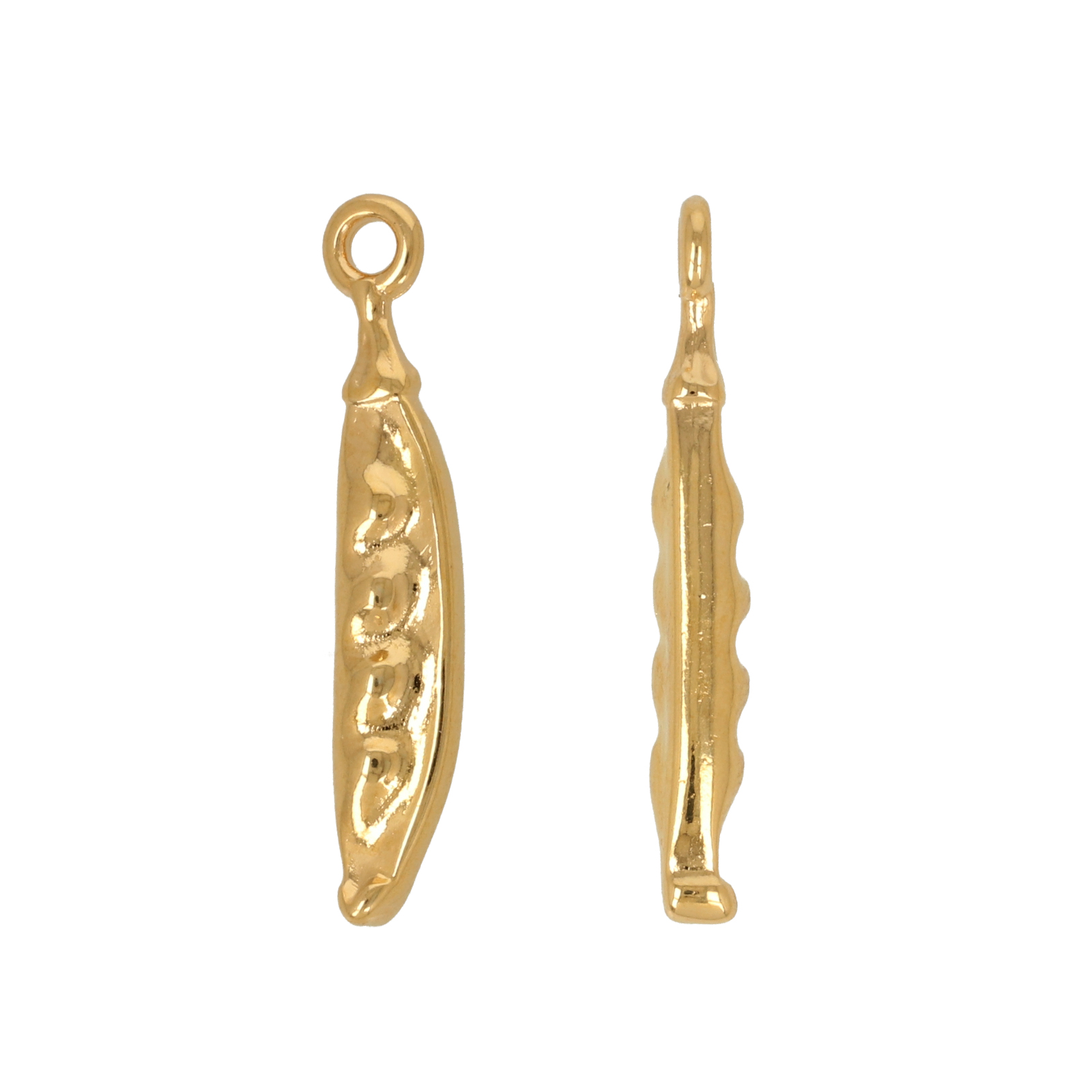 gold plated bean pendant 22x5mm | 2pc