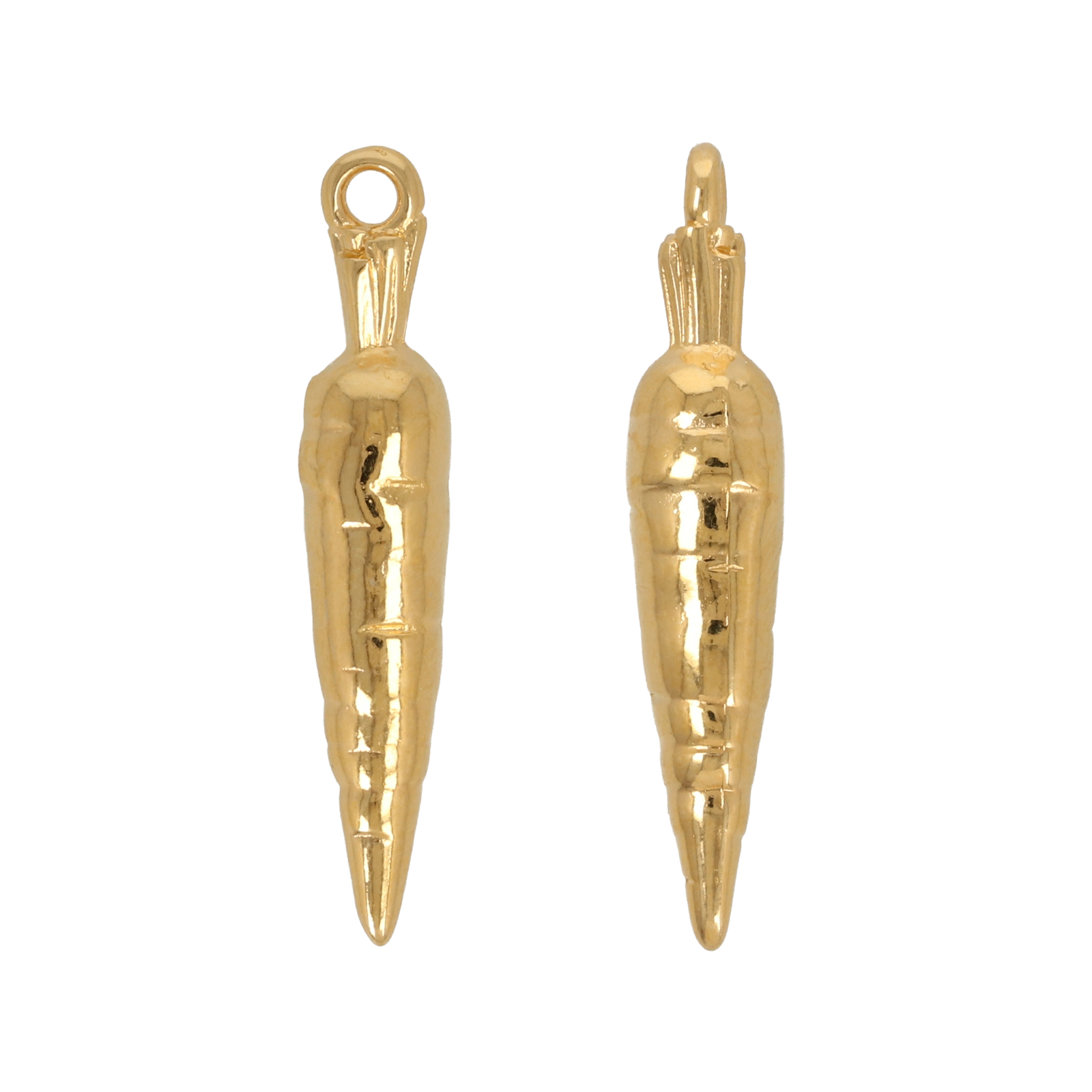 gold plated carrot pendant 27x6mm | 2pc