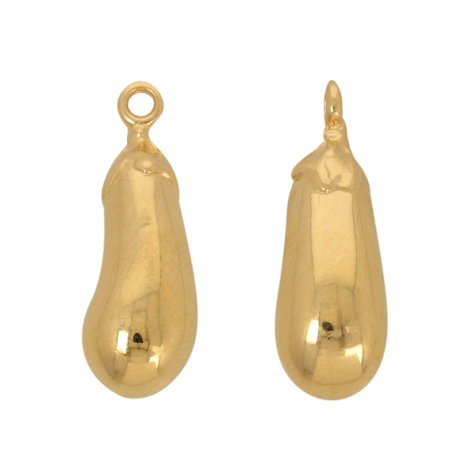 gold plated eggplant pendant 22x9mm | 1pc