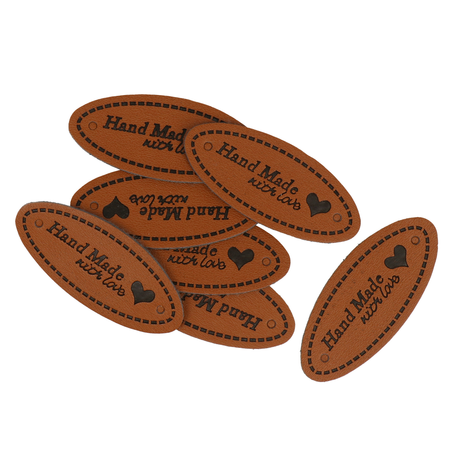 handmade braun pu oval 4,5x2cm | 7st