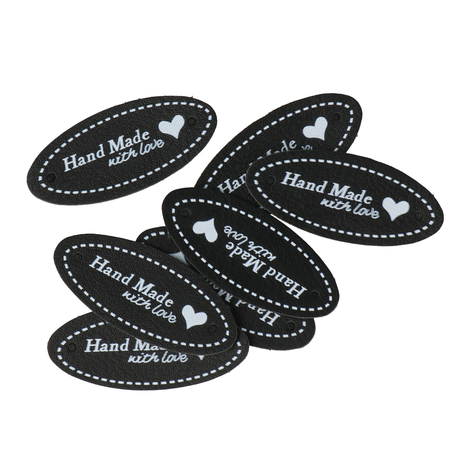 handmade schwarz pu oval 4,5x2cm | 7st