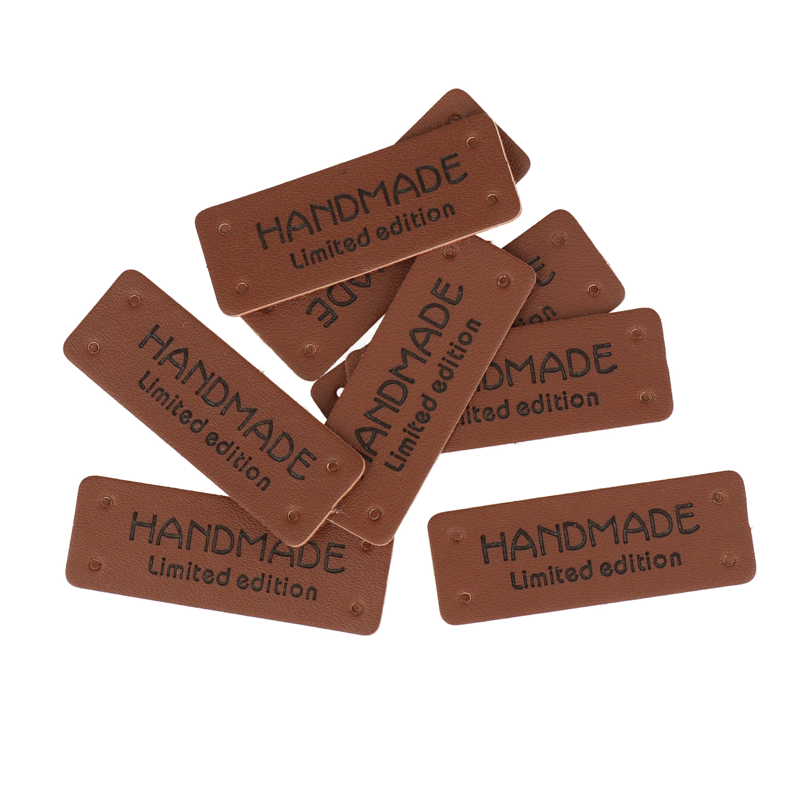 handmade brown pu tags rectangle 4x1,5cm | 8pc