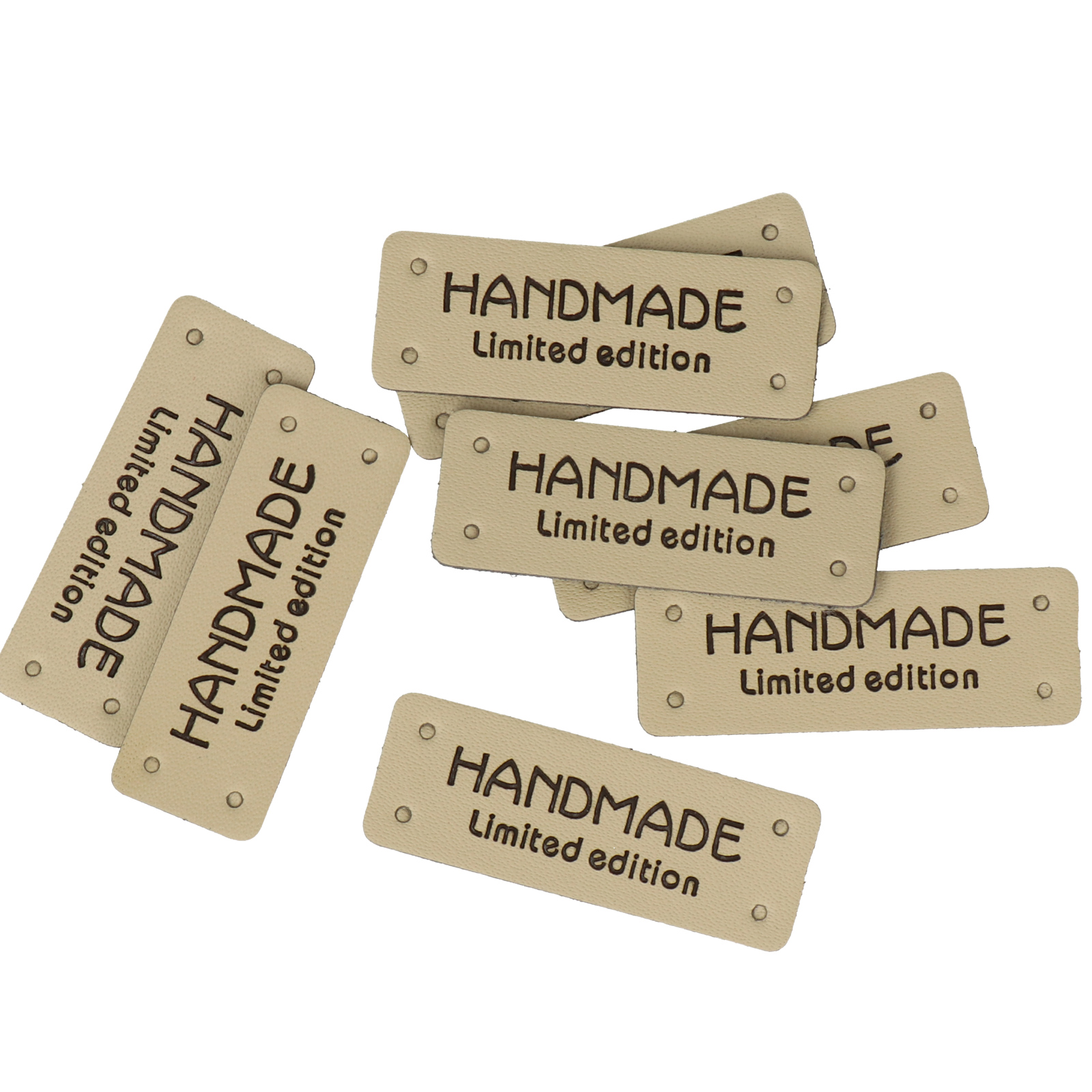 handmade ecrù pu tags rectangle 4x1,5cm | 8pc