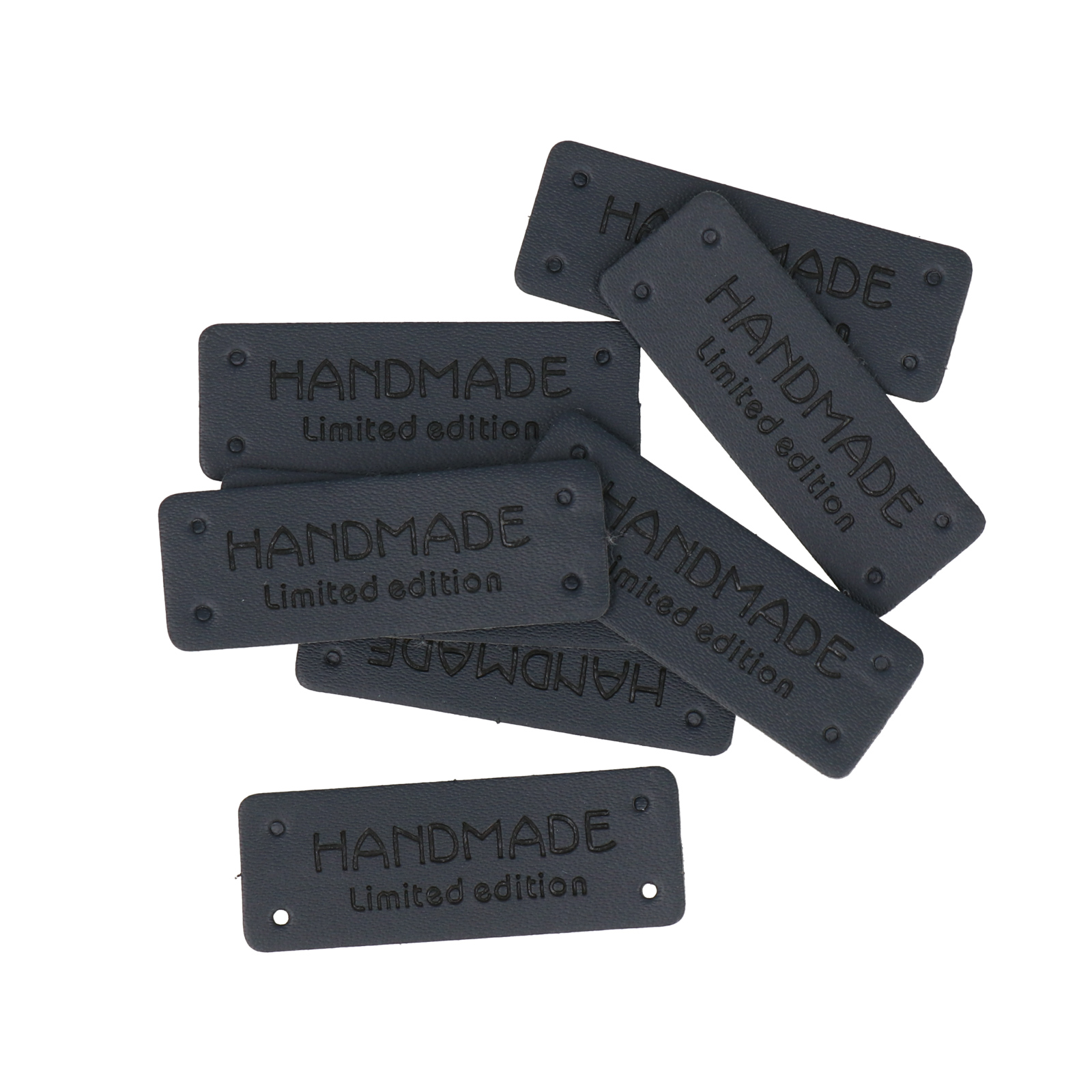 handmade black pu tags rectangle 4x1,5cm | 8pc