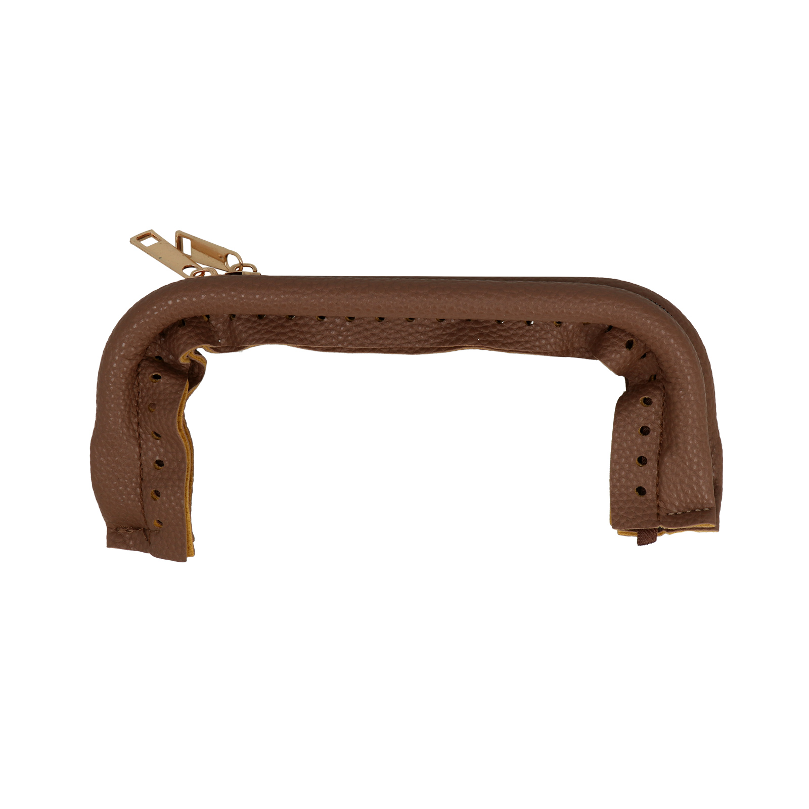 clutch bag spring closure with zipper in brown pu leather 20x9cm | 1pc