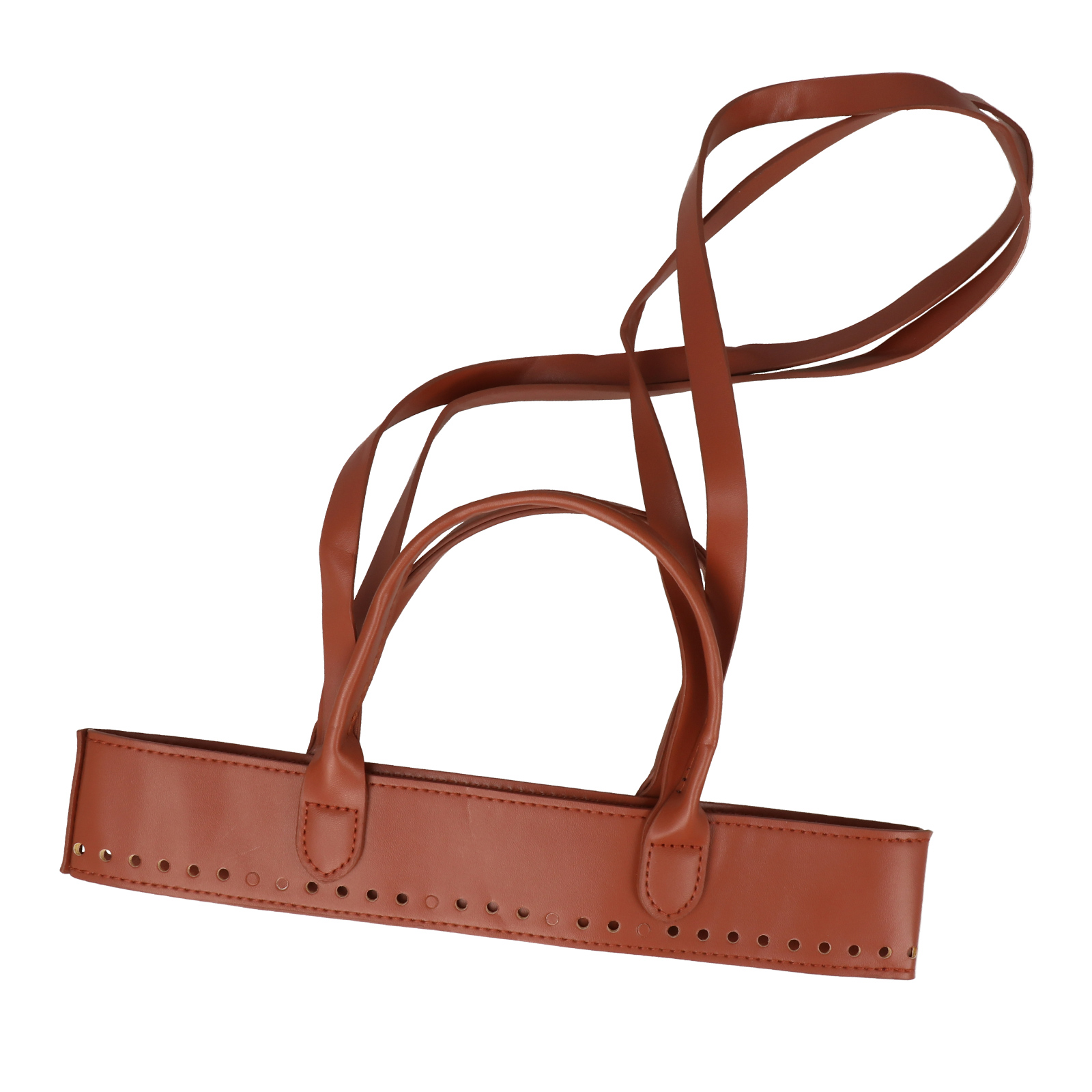 handle bag set - pu leather brown - 28cm | 1pc