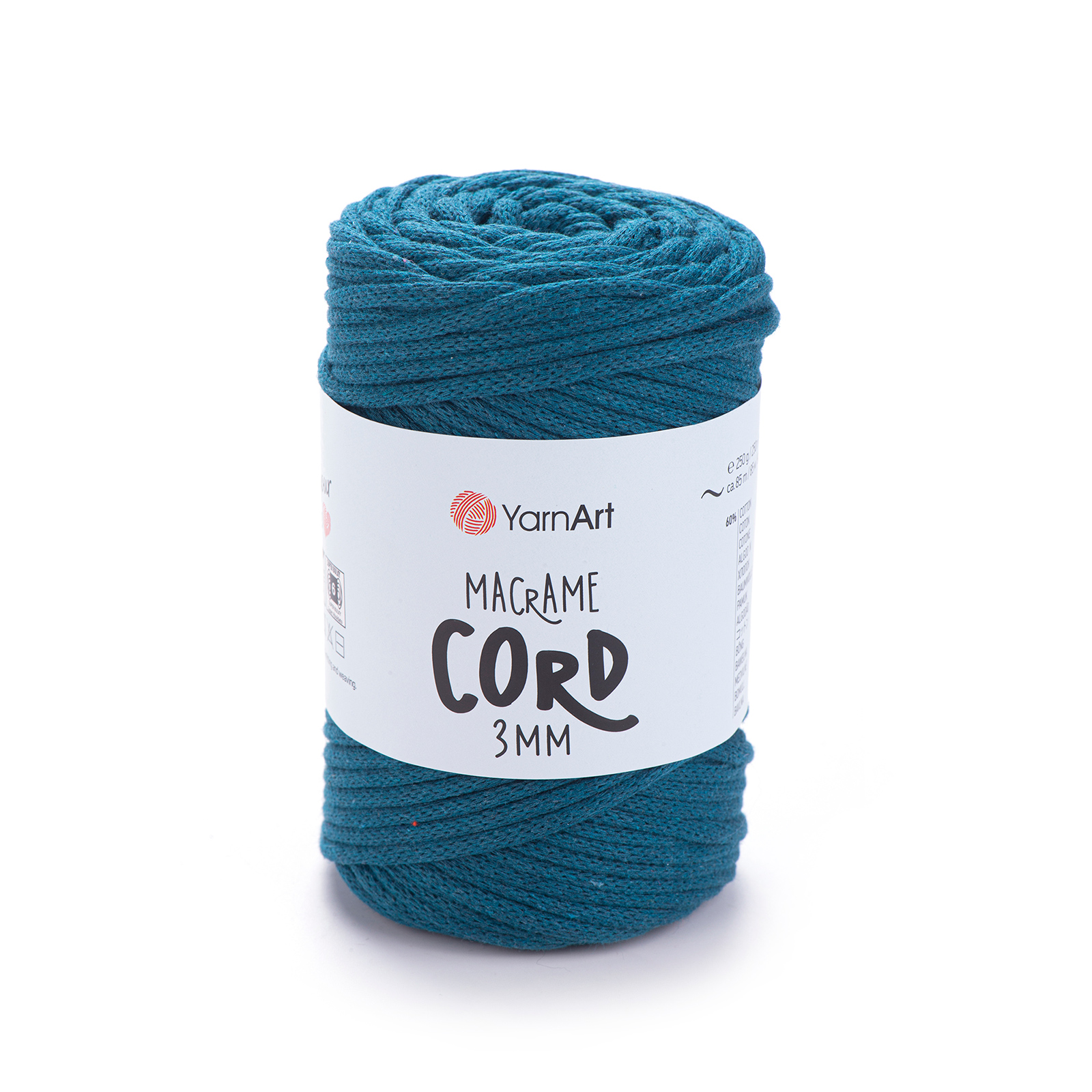 yarnart twisted macramè 3mm - teal blue (789) - 250gr (195mt) | 1pc
