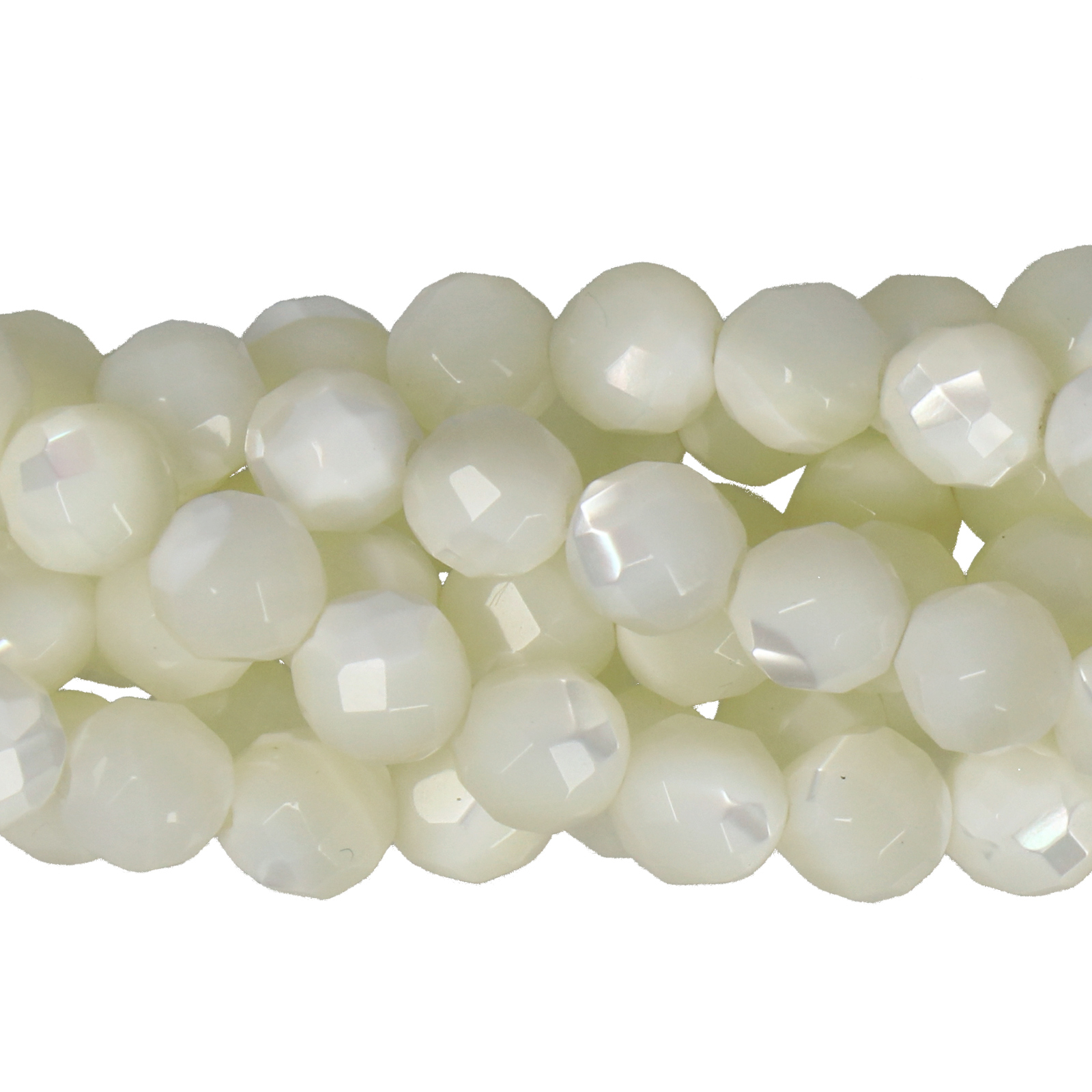 white natural mother of pearl - faceted round 6mm | 16-inch strand