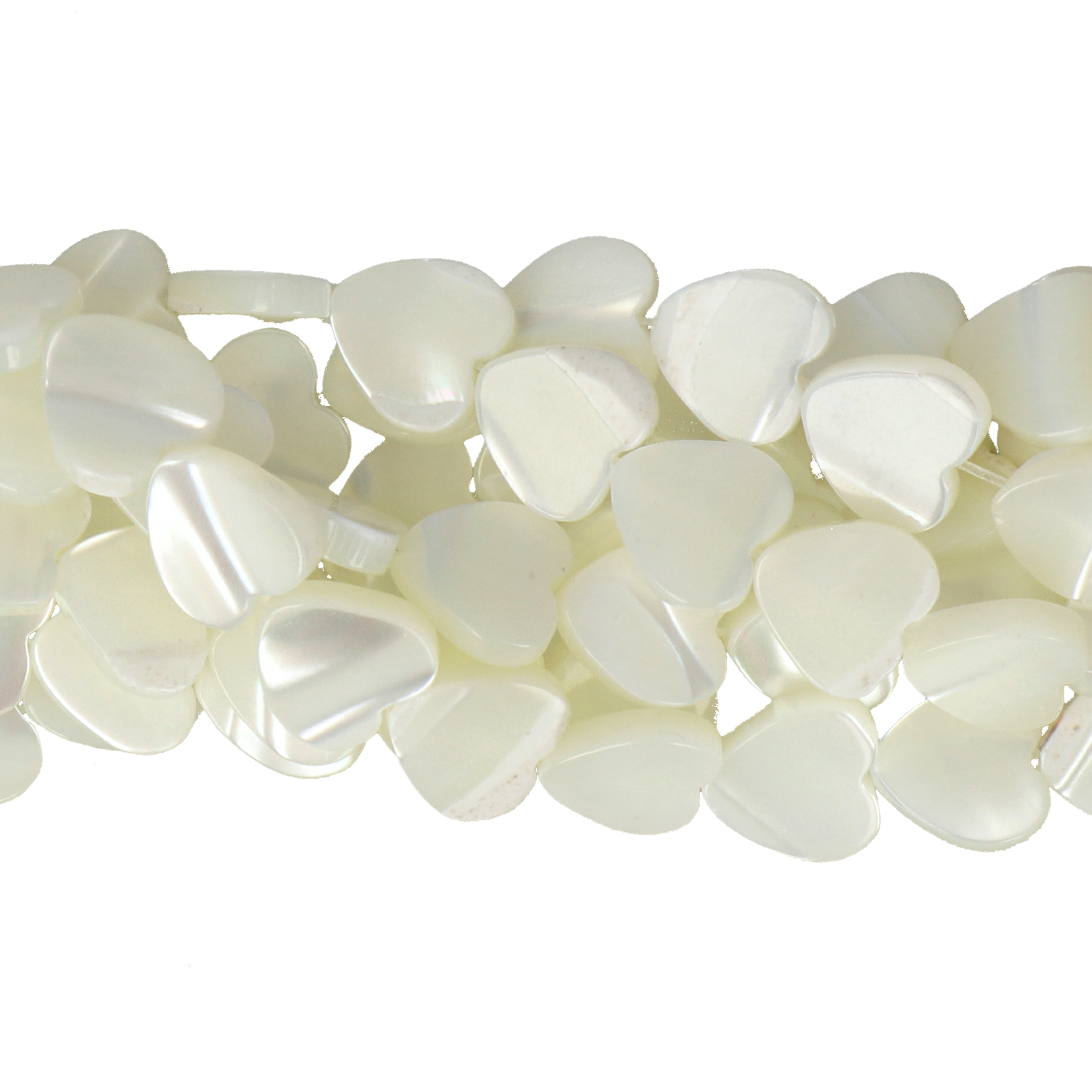 white natural mother of pearl - heart 10mm | 8pc
