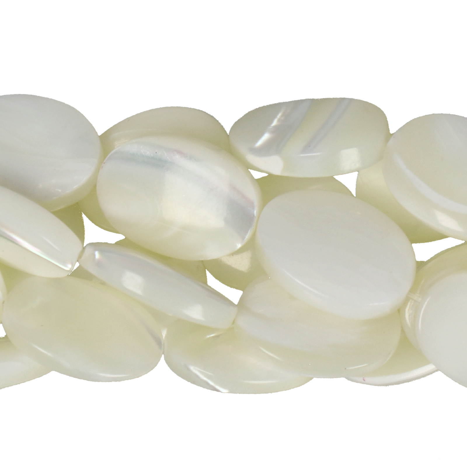 white natural mother of pearl - oval 14x10mm | 6pc