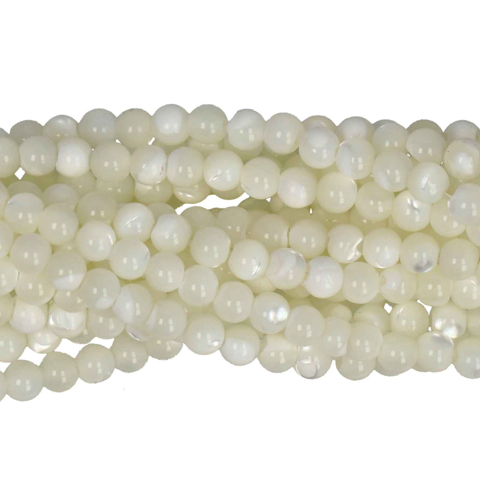 white natural mother of pearl - smooth round 3mm | 16-inch strand