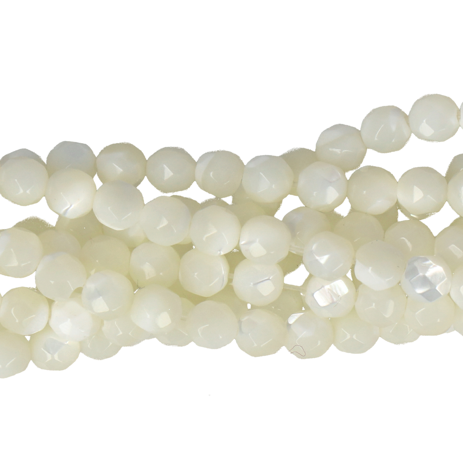 white natural mother of pearl - faceted round 4mm | 16-inch strand