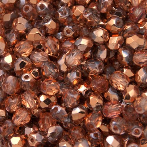 czech fire-polished round beads crystal capri gold 4mm | 50pc