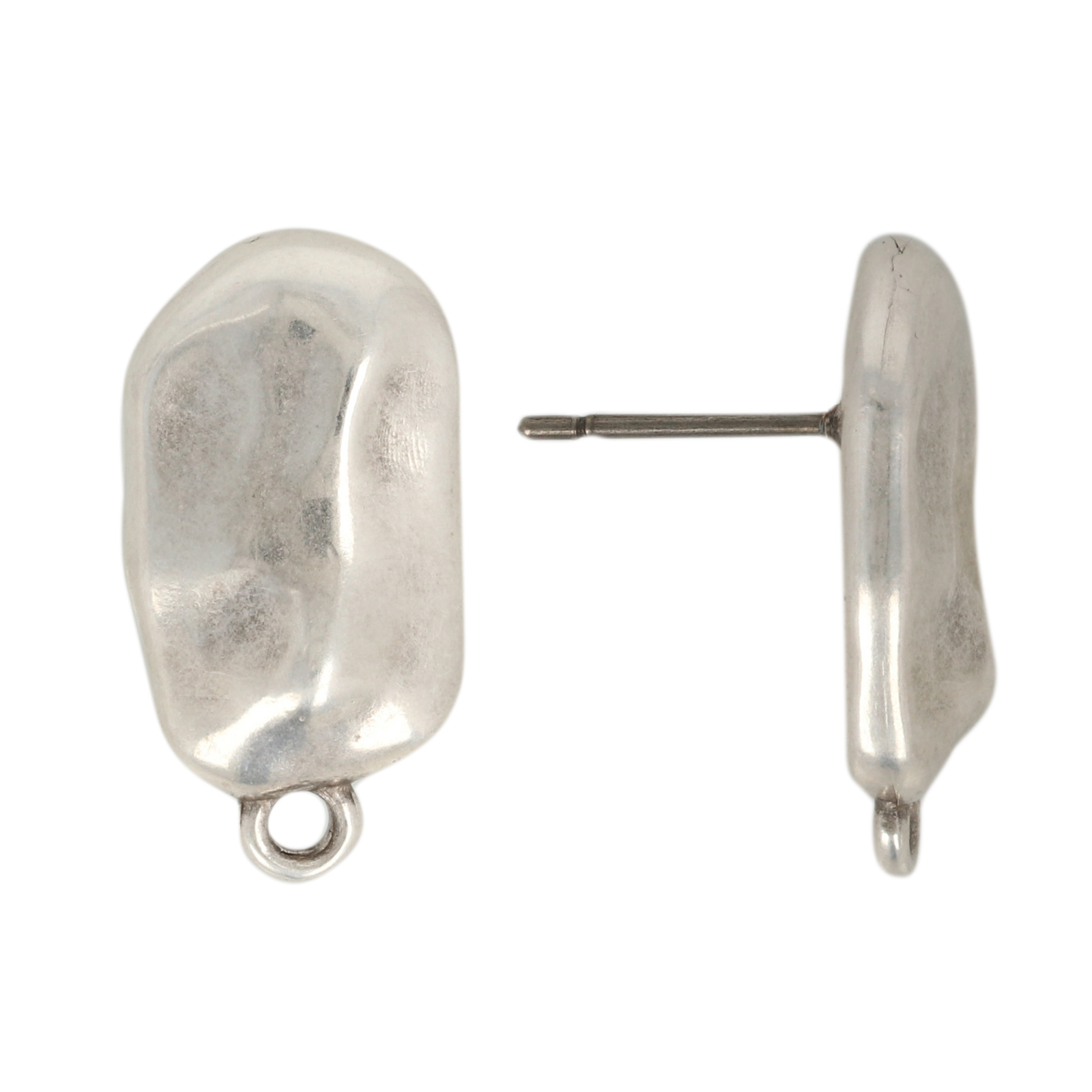 post earrings baroque rectangle antique silver plated 20x11mm | 2pc