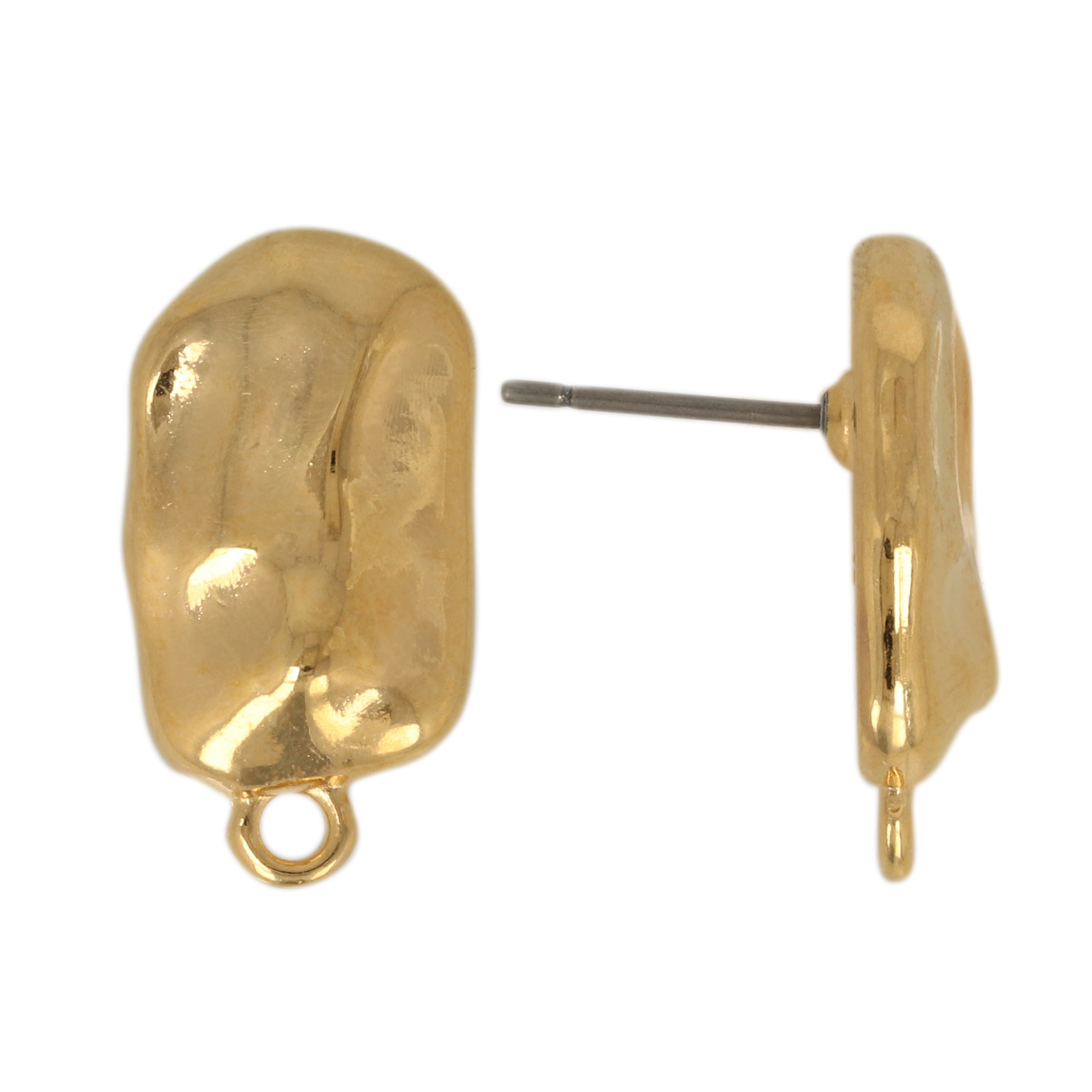 post earrings baroque rectangle gold plated 20x11mm | 2pc