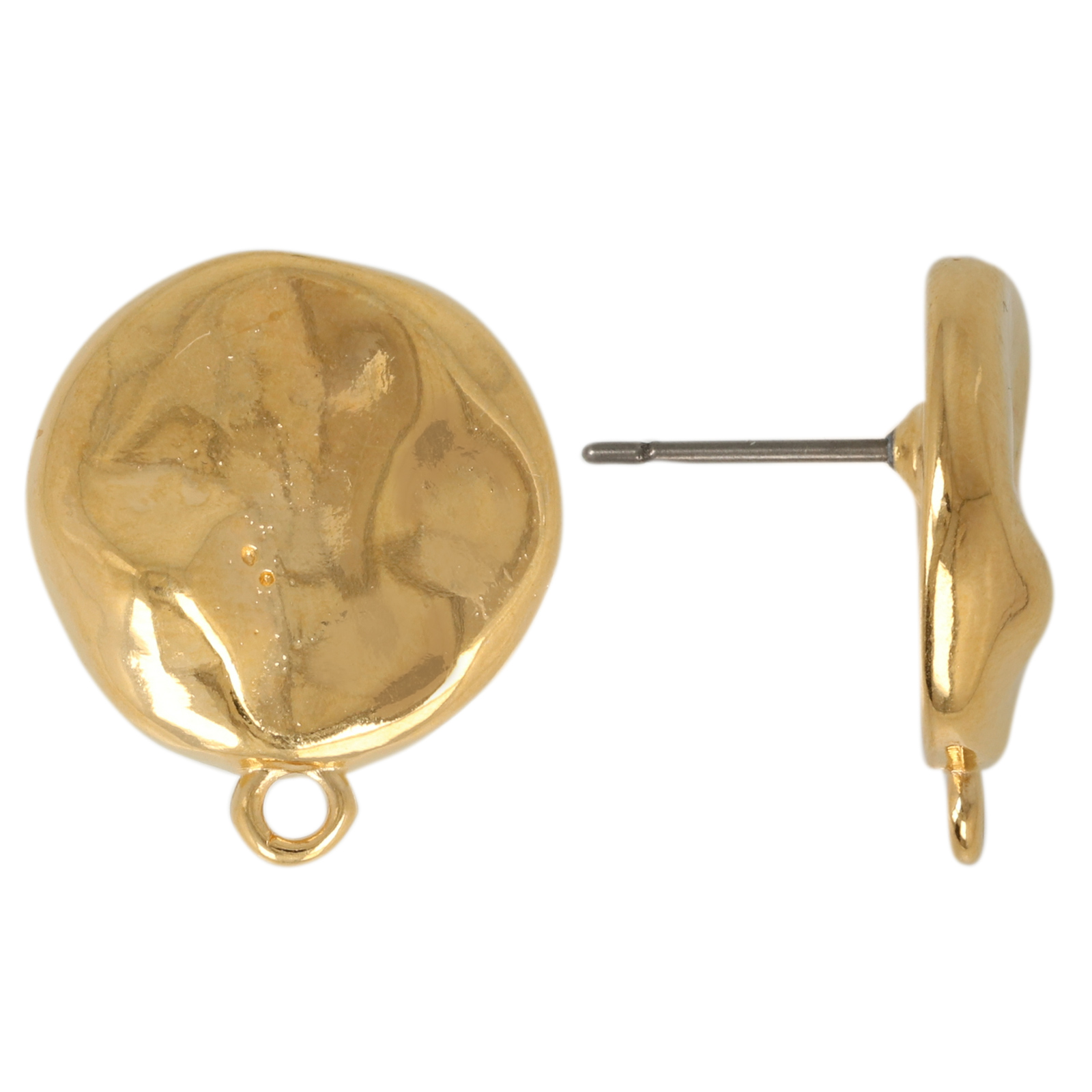 post earrings baroque round gold plated 17,5mm | 2pc