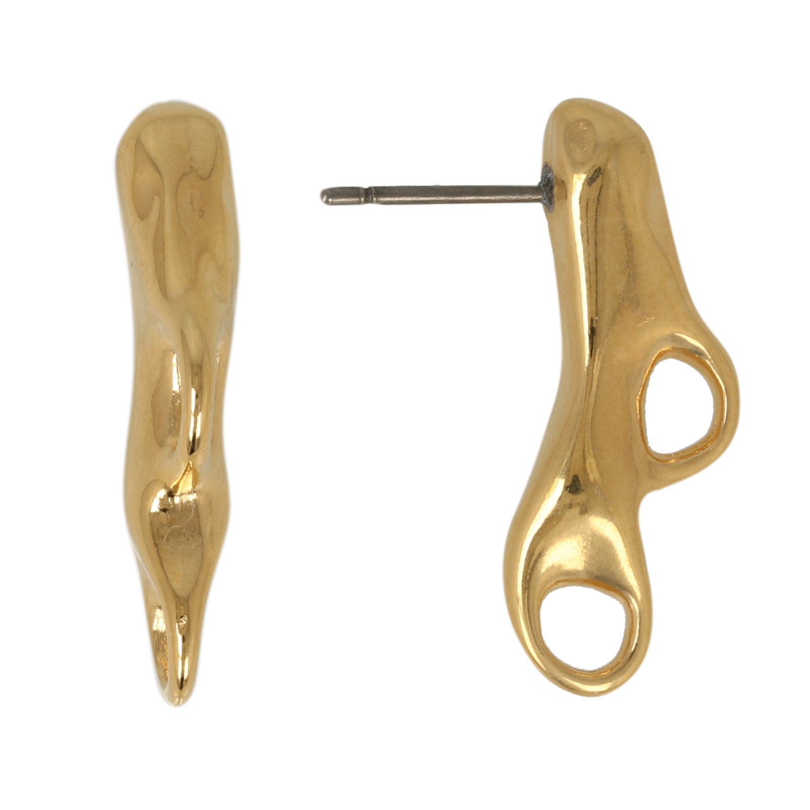post earrings coral branch gold plated 25x10mm | 2pc