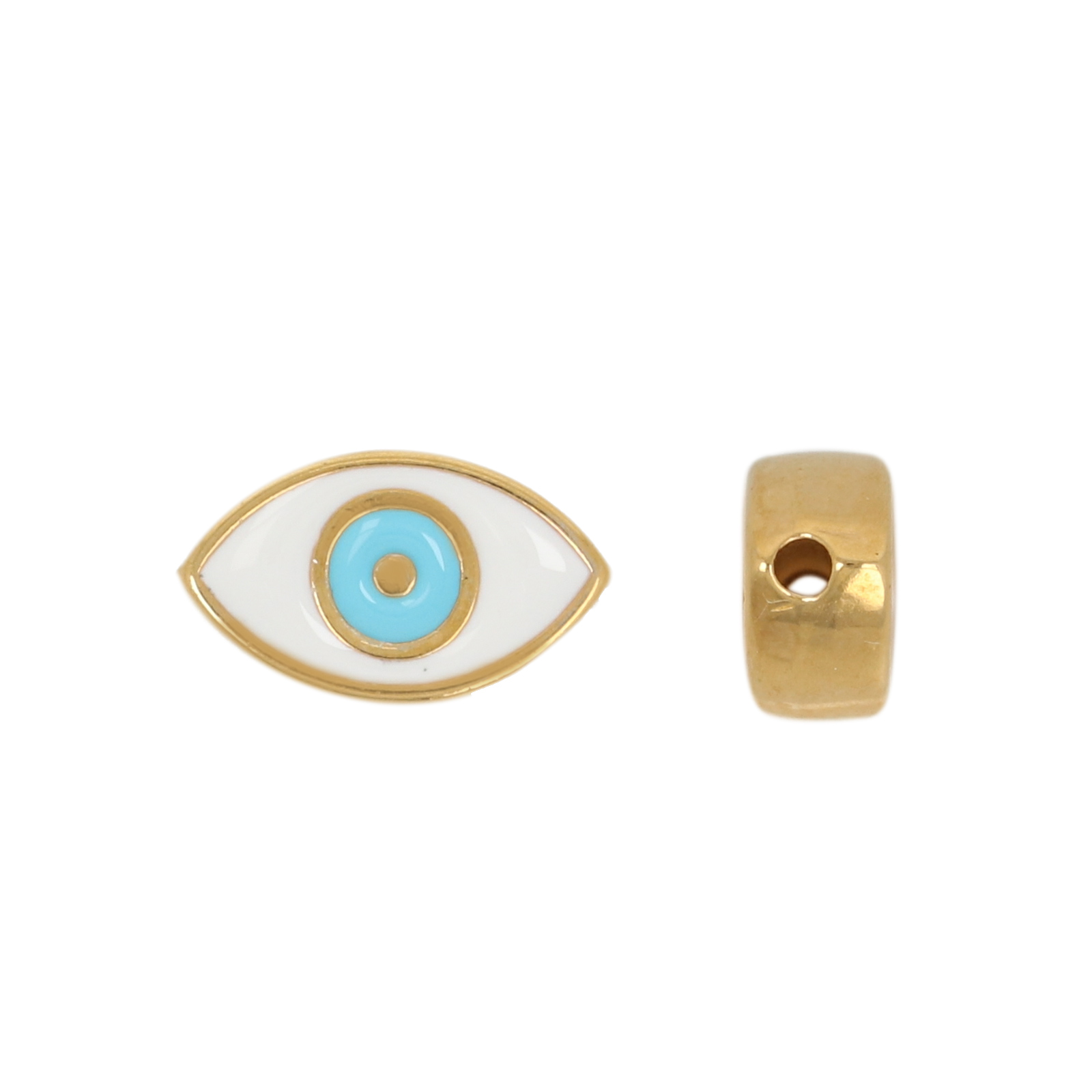 evil eye emailliert perlen vergodet 11x7mm | 1st
