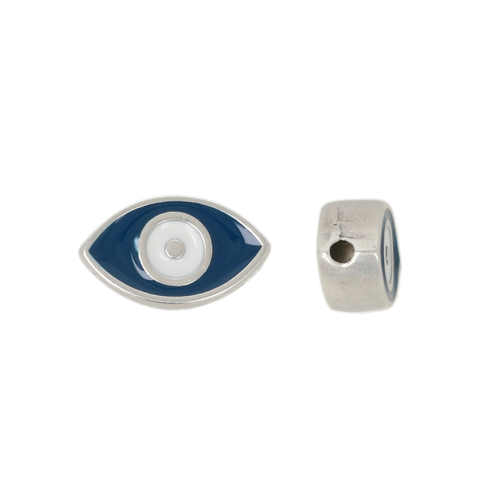 evil eye emailliert perlen antik versilbert 15,5x10mm | 2st