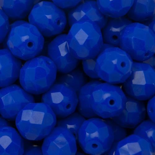 czech fire-polished round beads opaque light blue 8mm | 25pc