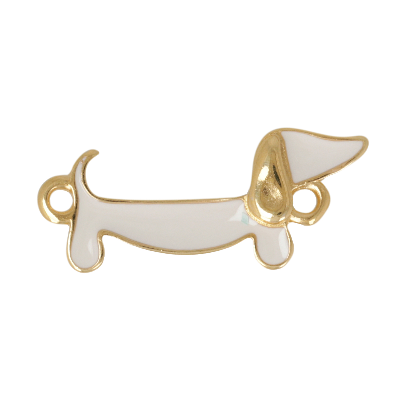 gold plated white enameled dog link 24x10mm | 1pc